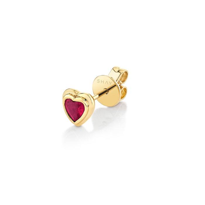 KIKICHIC | NYC | 14K Gold Enamel Heart CZ Diamond Chain Stud Earrings Red Heart, Turquoise Heart and White Heart. Single / Red