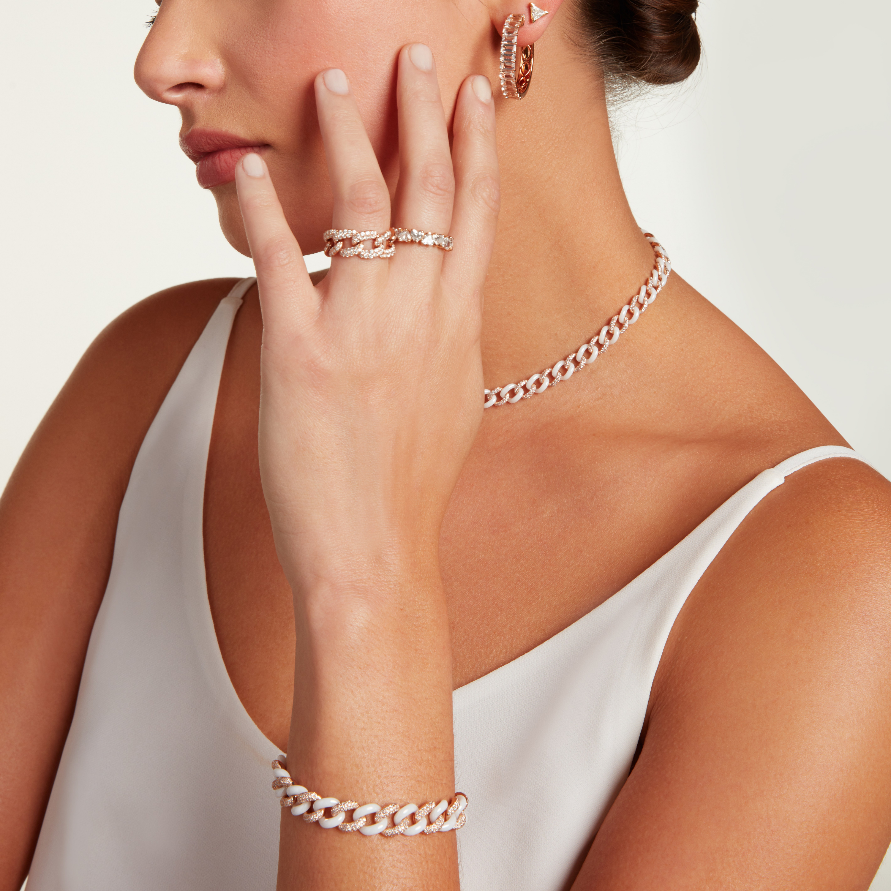 READY TO SHIP PINK SAPPHIRE PAVE ESSENTIAL LINK RING