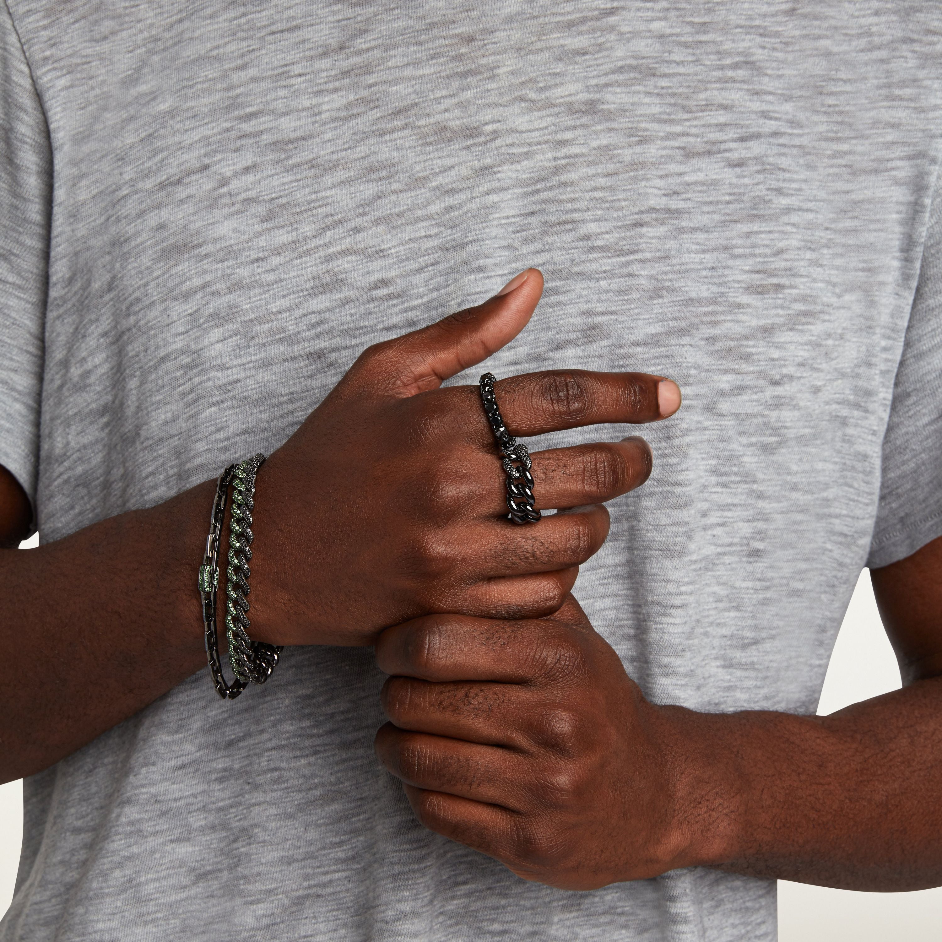 MEN'S BLACK DIAMOND PAVE BLACK CERAMIC LINK RING