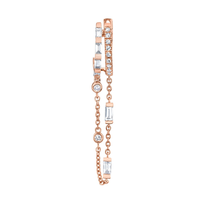 READY TO SHIP SINGLE DIAMOND DOUBLE MIXED FRINGE HUGGIE