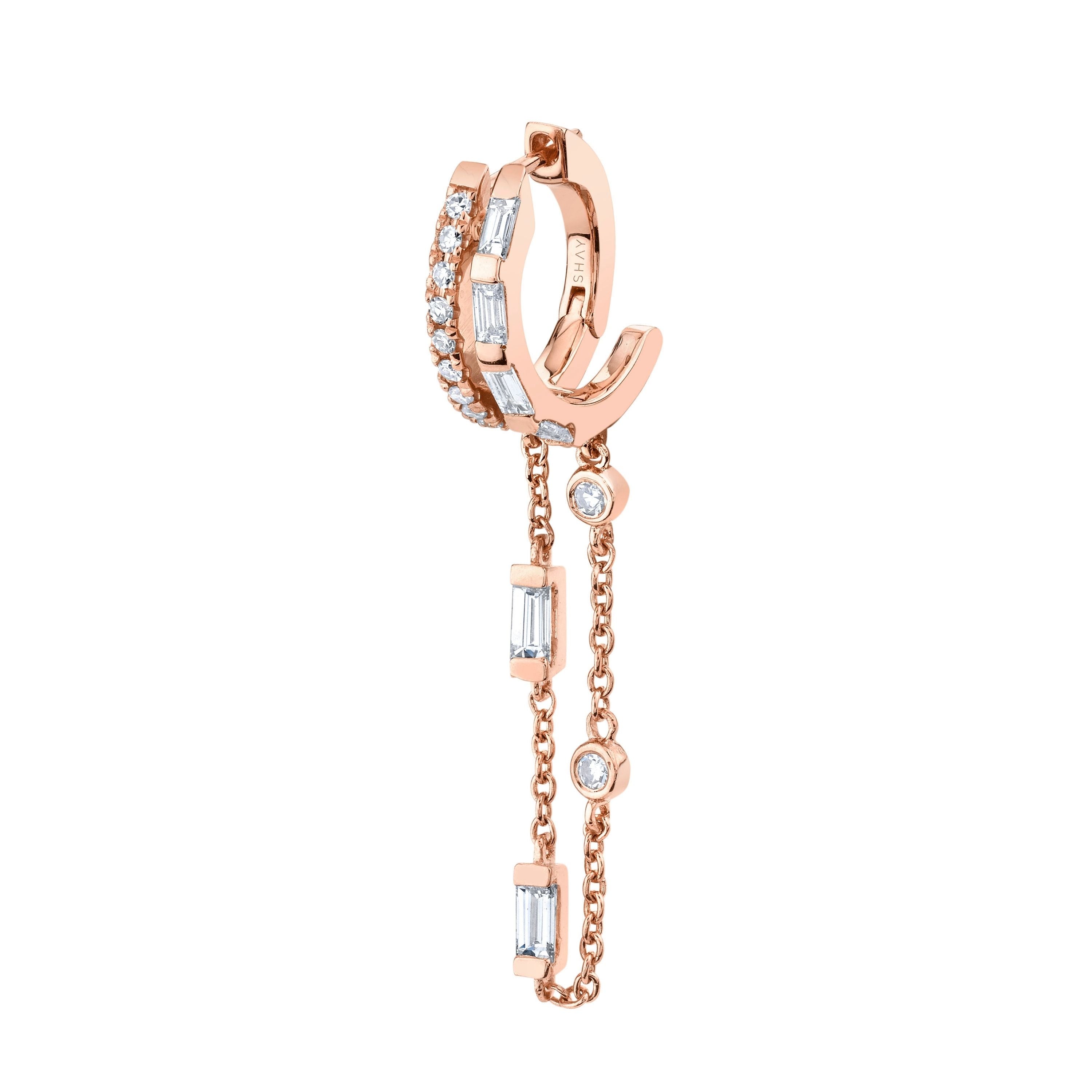 SINGLE DIAMOND DOUBLE FRINGE HUGGIE