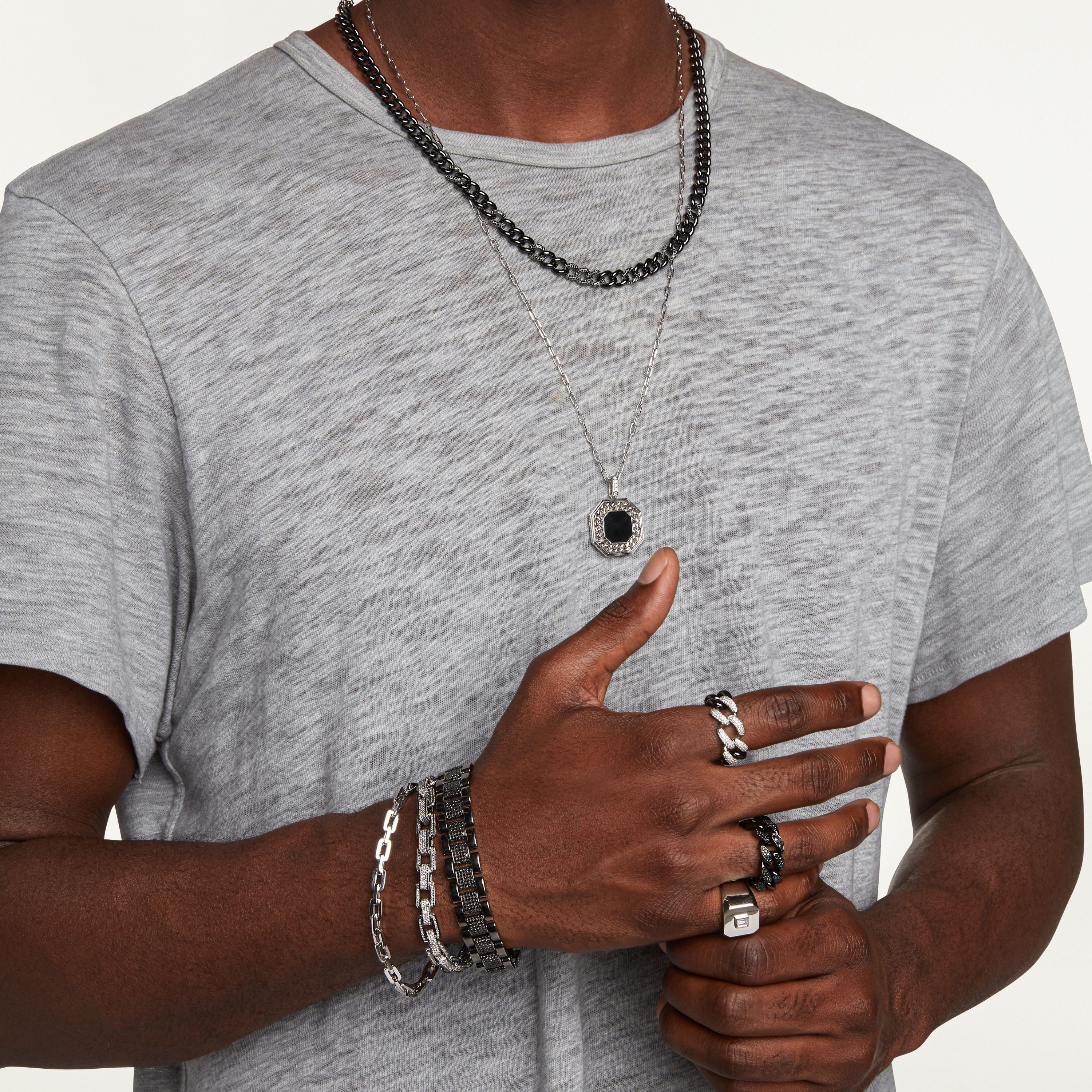MEN'S DIAMOND SINGLE DECO LINK BRACELET