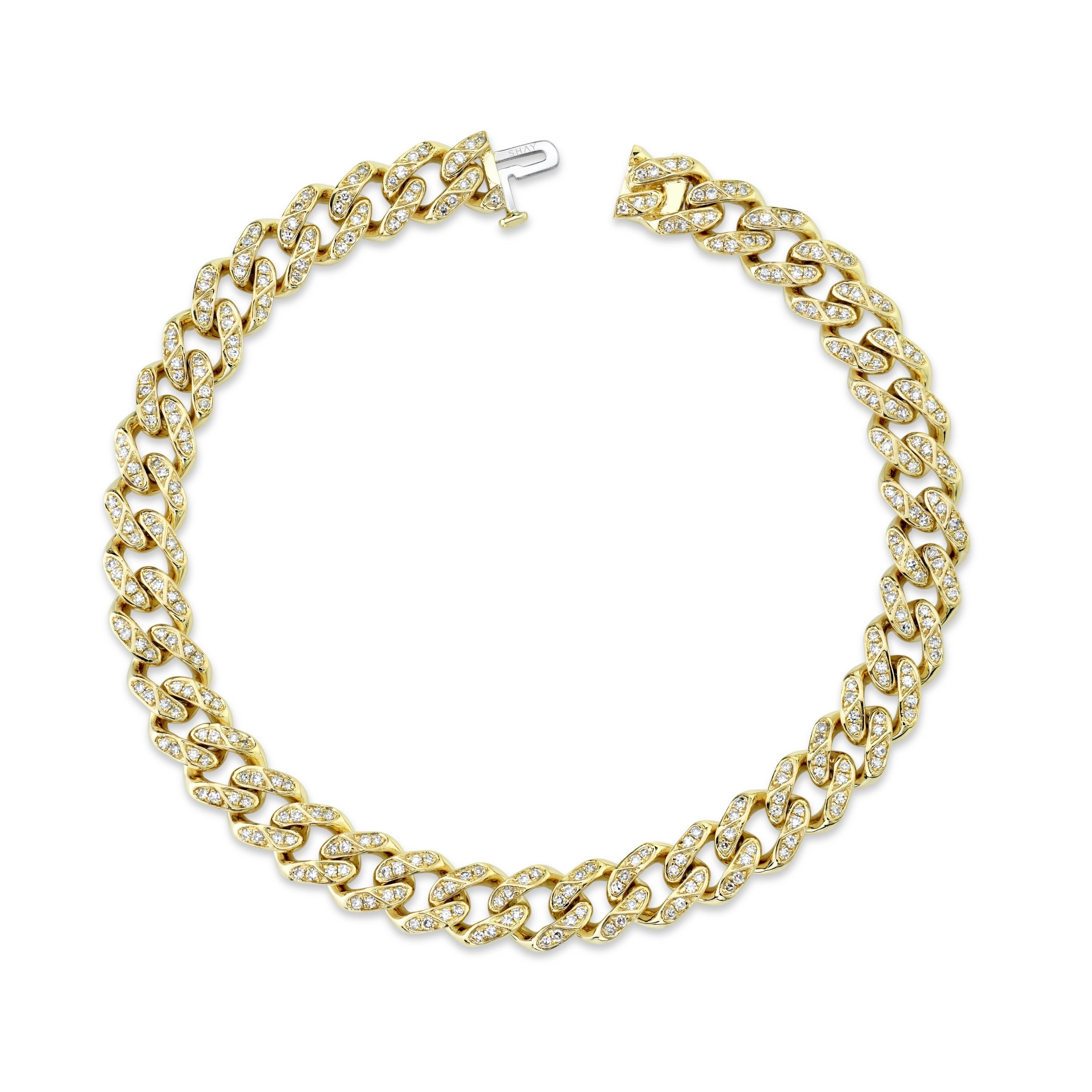 MEN'S DIAMOND FLAT MEDIUM LINK BRACELET