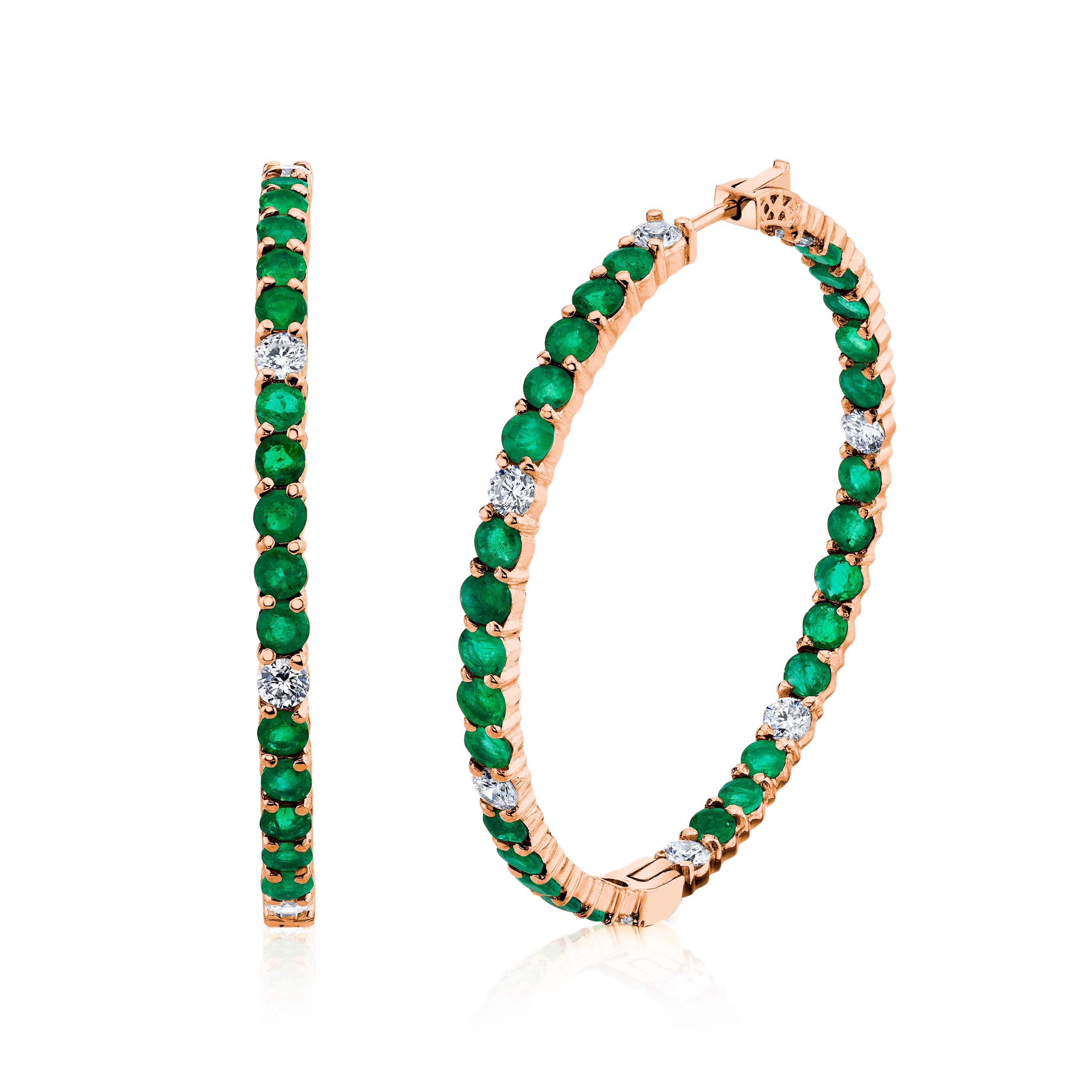 EMERALD & DIAMOND LARGE HOOPS