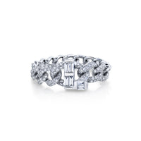 READY TO SHIP DIAMOND BAGUETTE PERSONALIZED INITAL "L" LINK RING