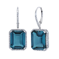 READY TO SHIP LONDON BLUE TOPAZ & DIAMOND PORTRAIT EARRINGS