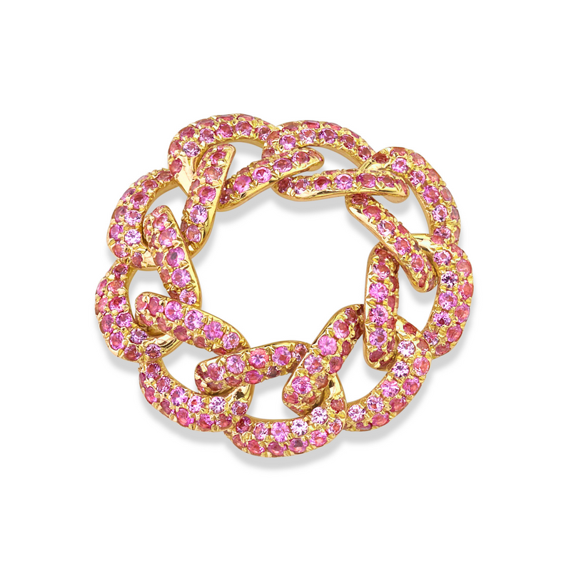 PINK SAPPHIRE PAVE ESSENTIAL LINK RING