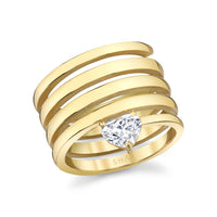 READY TO SHIP SOLID GOLD DIAMOND HEART SPIRAL RING