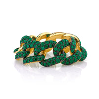 READY TO SHIP GREEN GARNET PAVE ESSENTIAL LINK RING