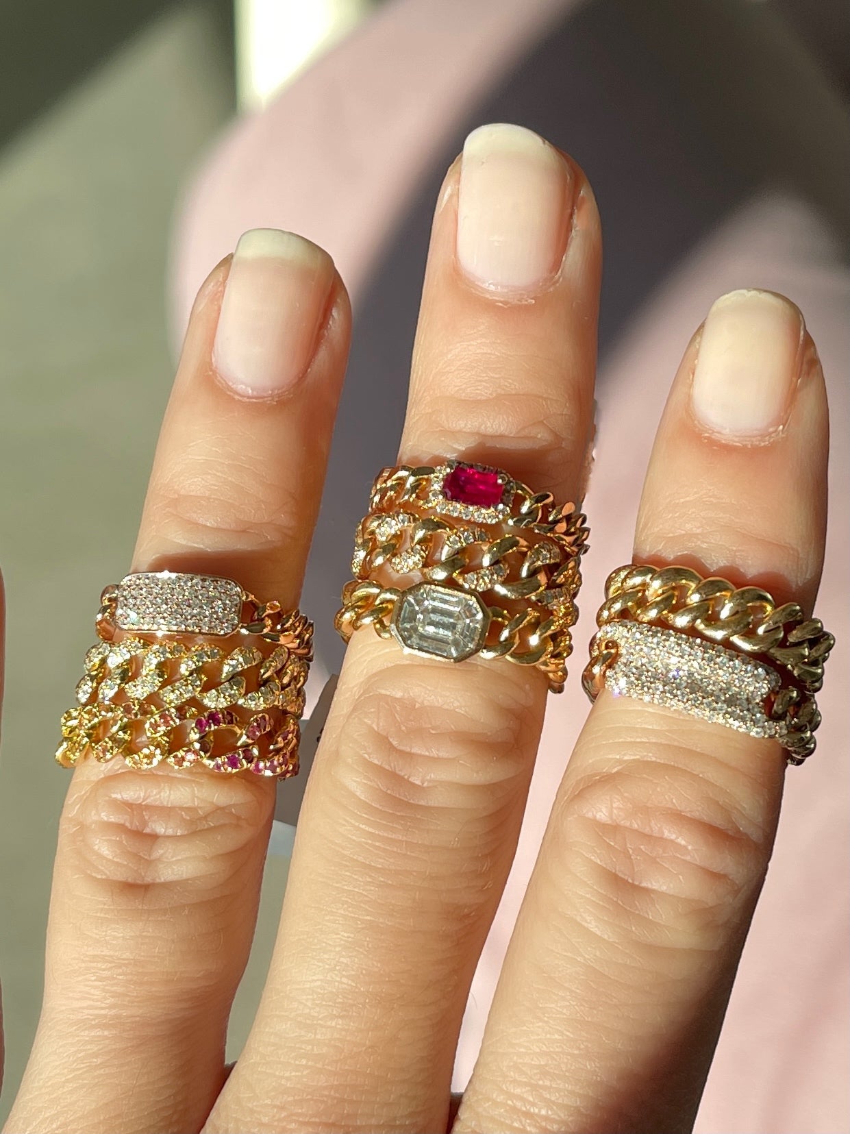 READY TO SHIP DIAMOND PAVE ID MINI LINK RING