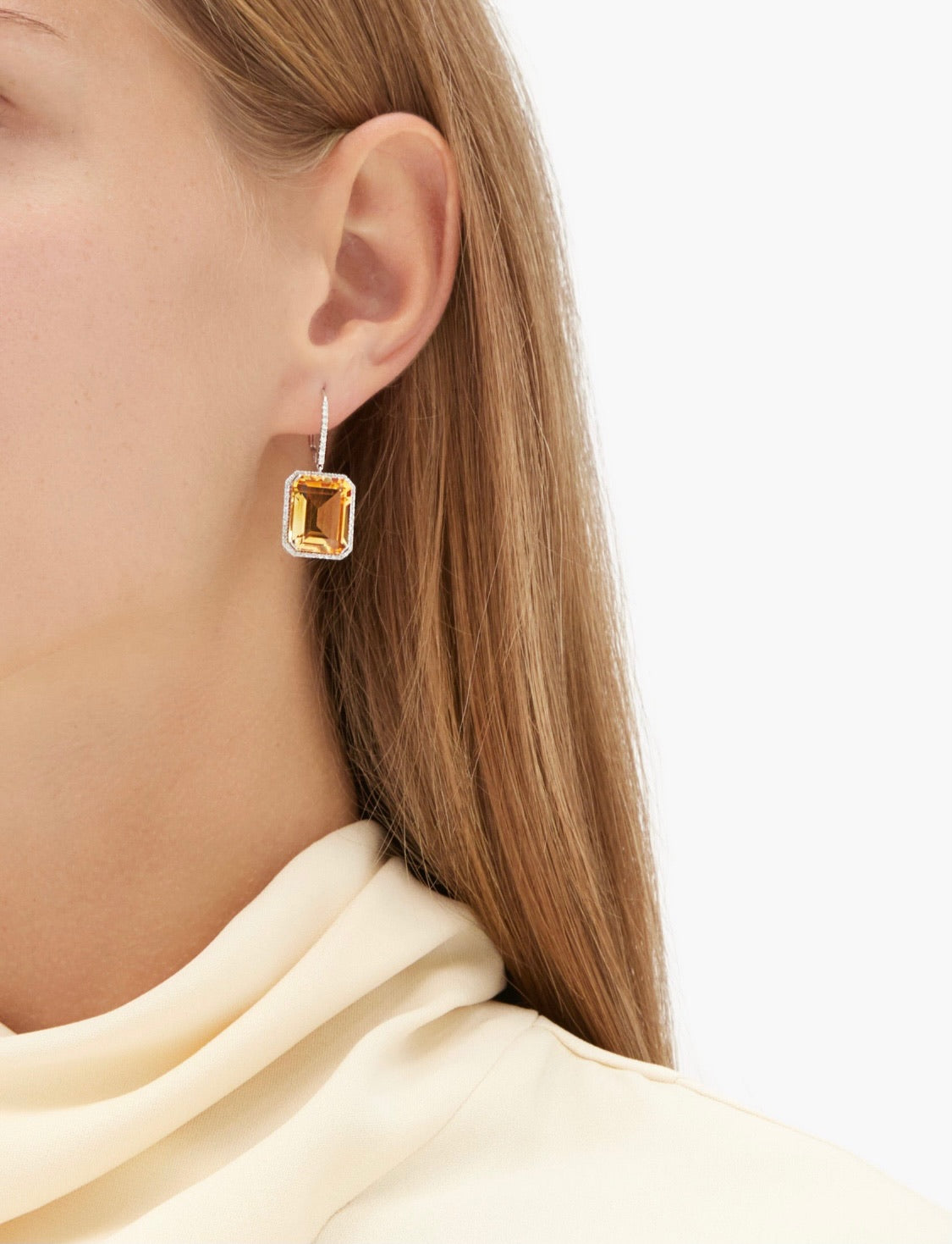 YELLOW TOPAZ & DIAMOND PORTRAIT EARRINGS