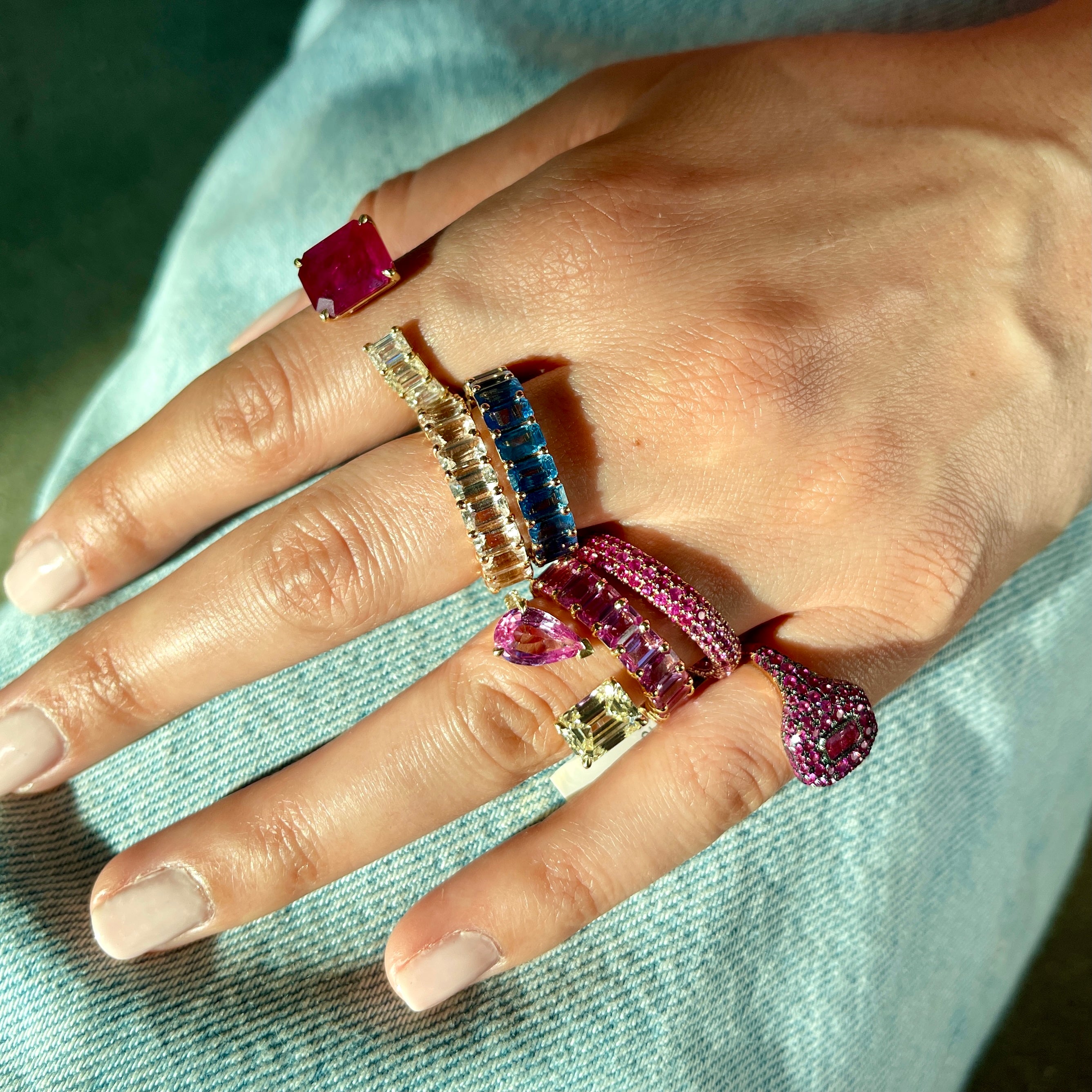 PINK SAPPHIRE & DIAMOND TWIN RING