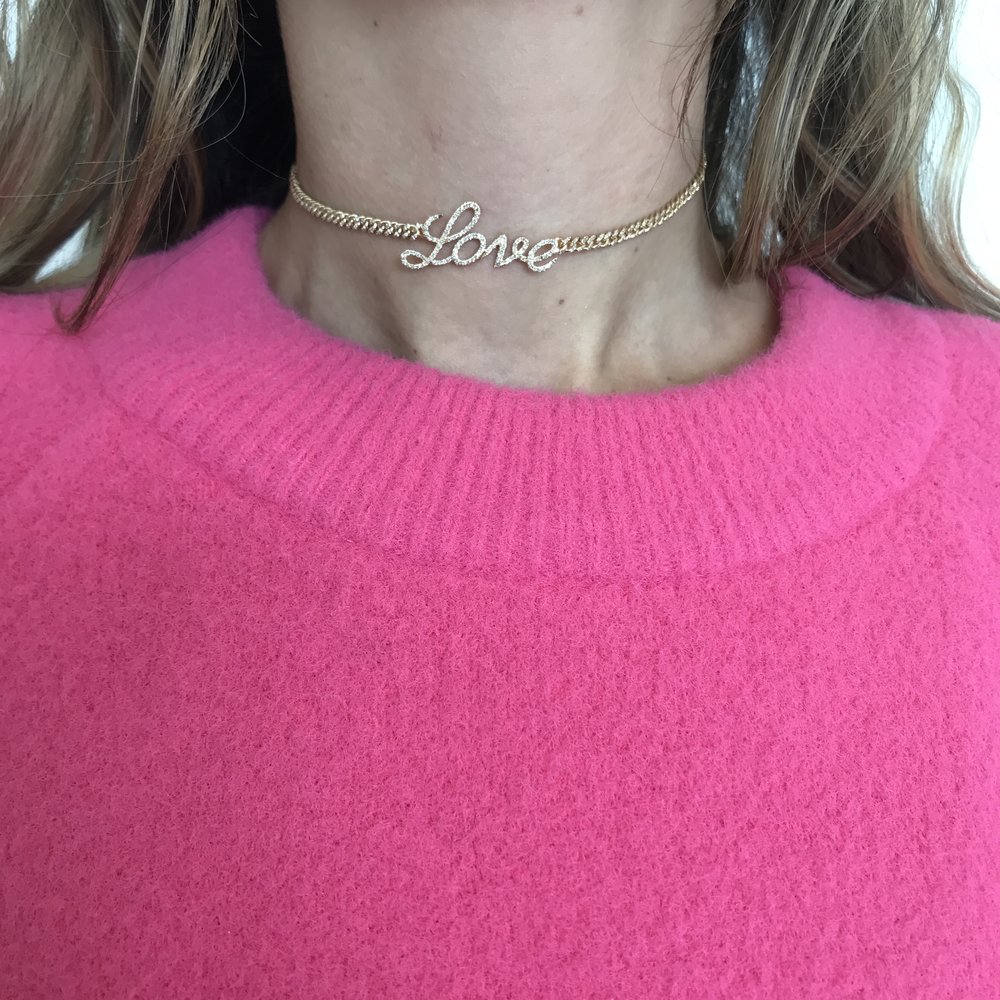 Buy 18K White Gold Plated Dainty LOVE Choker Necklace of Shan & Co, Gift  for Her, Perfect Valentine Gift With Gift Box Online in India - Etsy