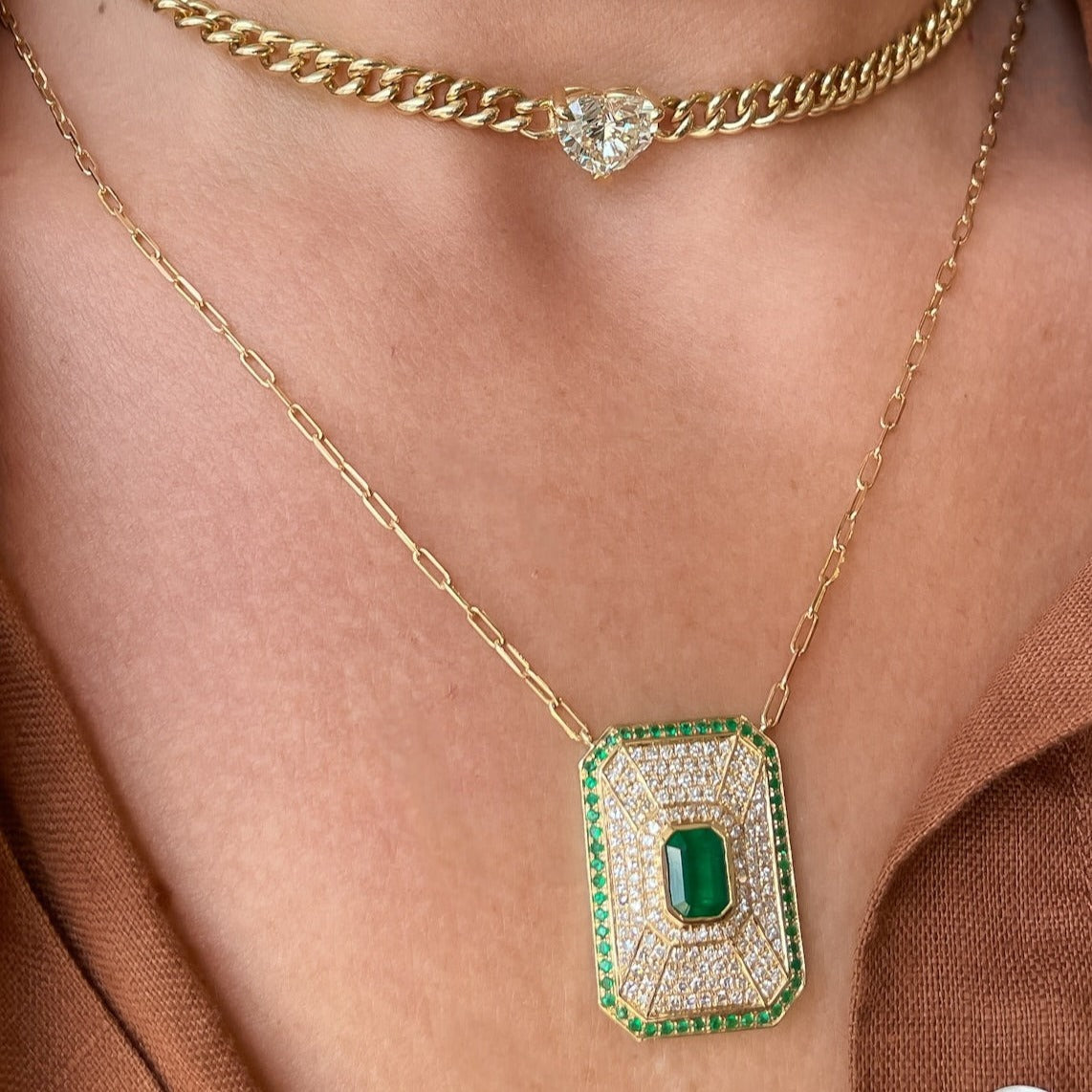 DIAMOND HEART MINI LINK NECKLACE