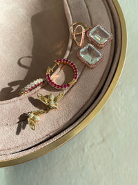 RUBY & DIAMOND 3 SIDED HOOPS