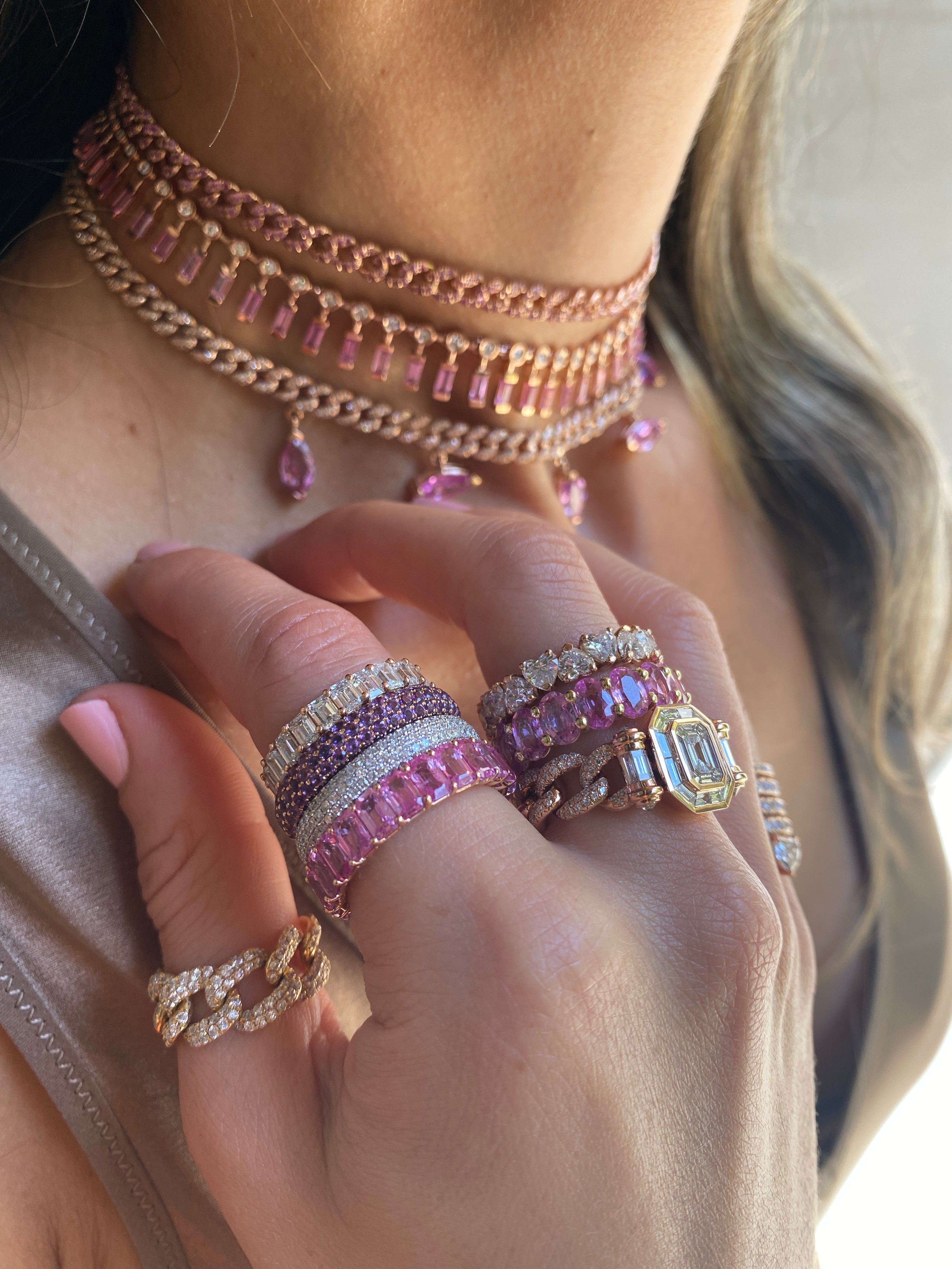 PINK SAPPHIRE MARQUISE DROP CHOKER