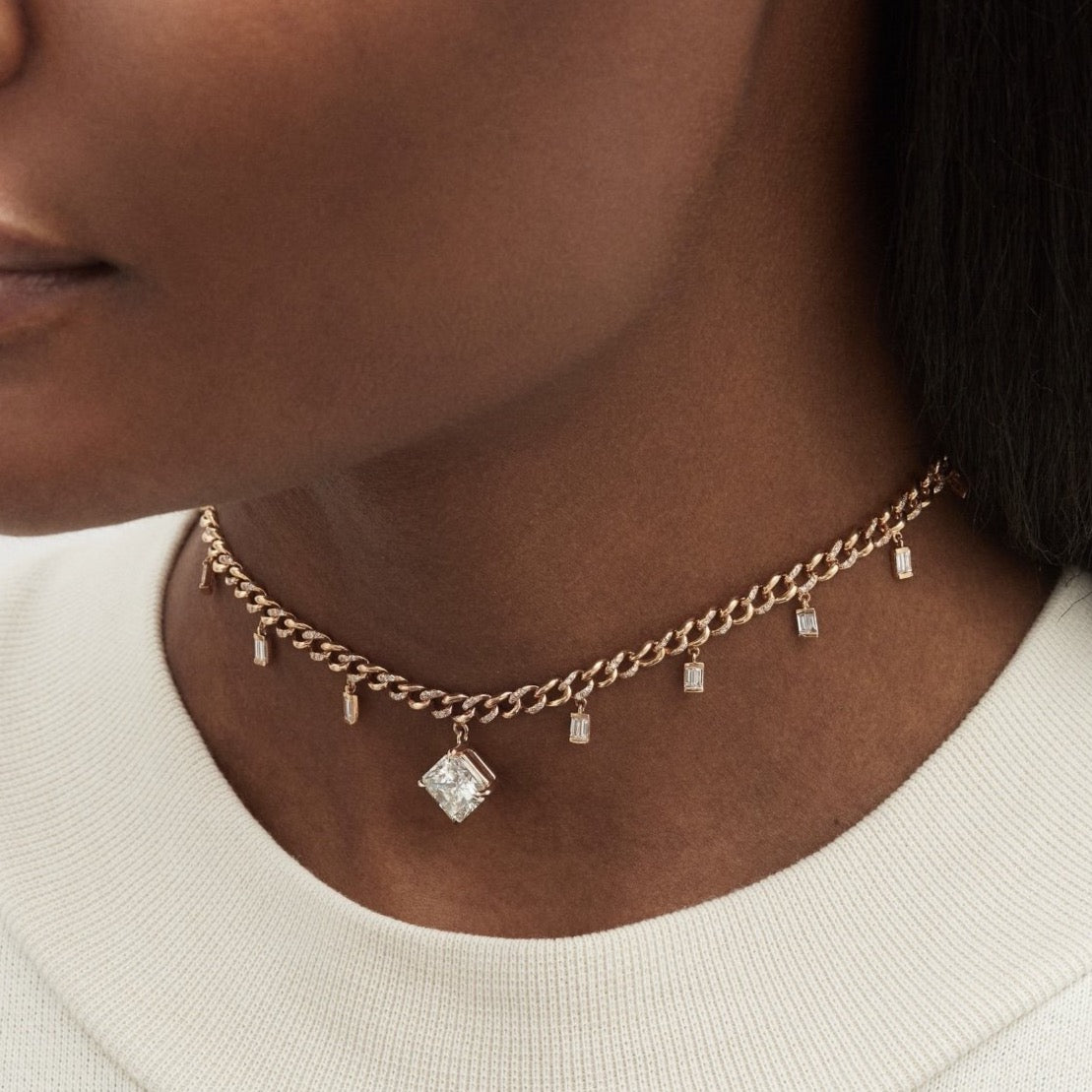 RADIANT DIAMOND BAGUETTE LINK CHOKER