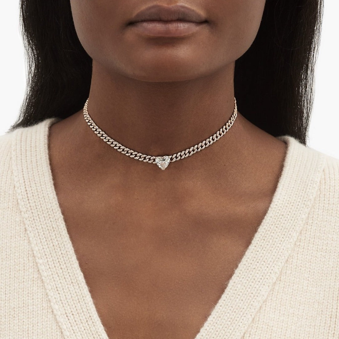 DIAMOND HEART CENTER LINK CHOKER