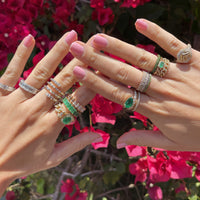 READY TO SHIP EMERALD & DIAMOND TEARDROP SPIRAL RING