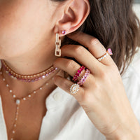 READY TO SHIP DIAMOND PAVE TRIPLE DECO LINK EARRINGS