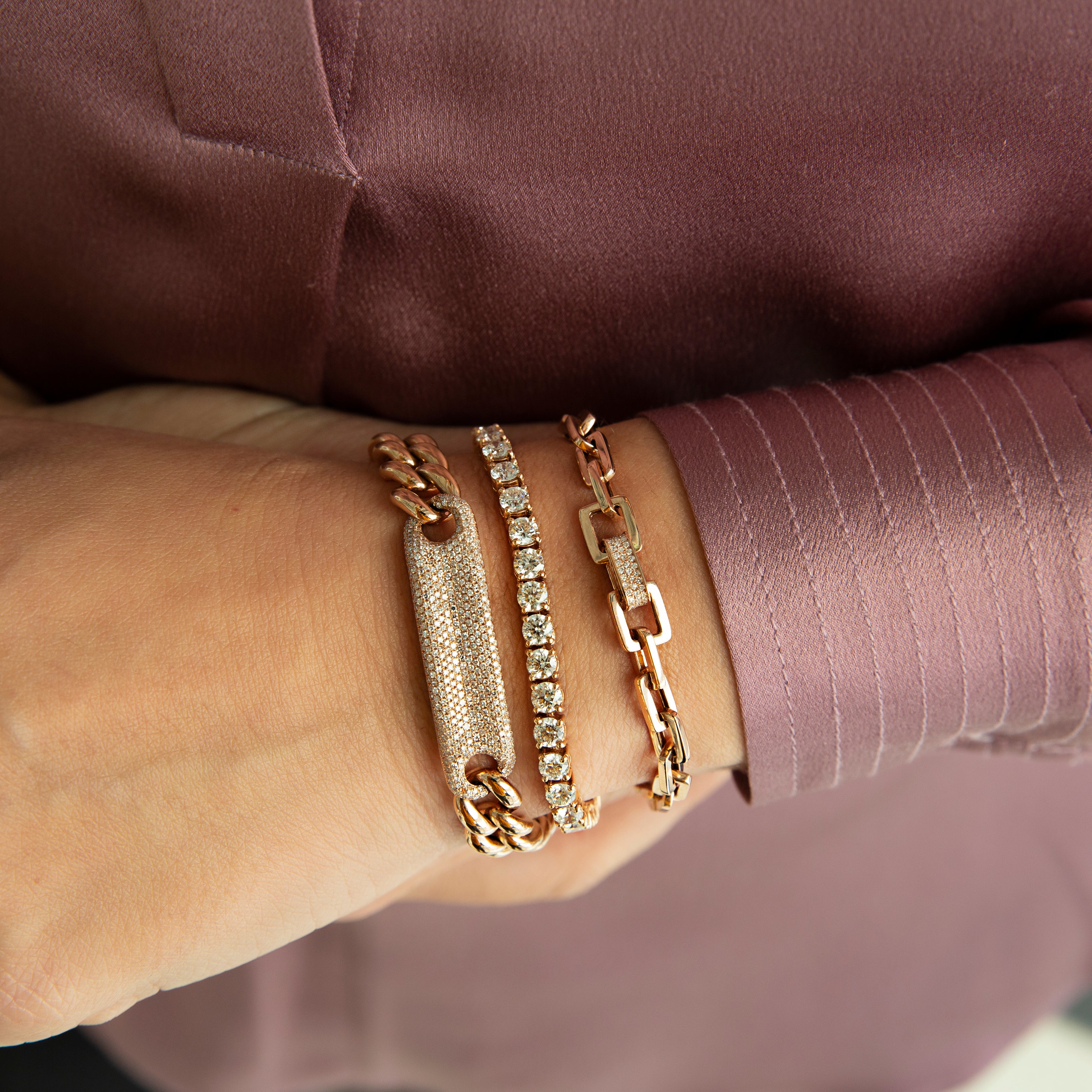 READY TO SHIP DIAMOND SINGLE DECO LINK BRACELET