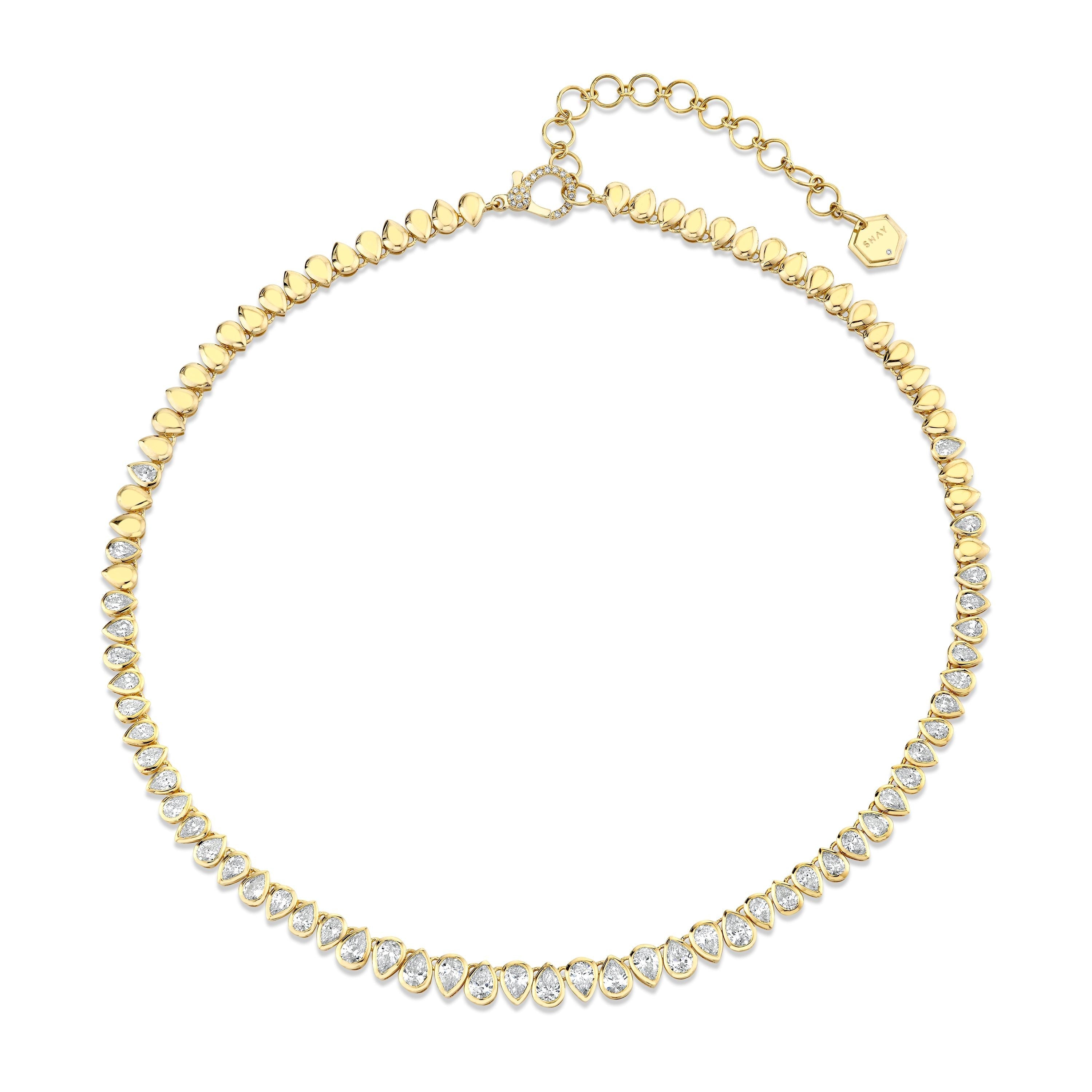READY TO SHIP DIAMOND PEAR TENNIS NECKLACE
