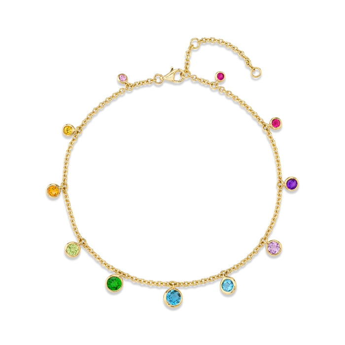 READY TO SHIP RAINBOW GRADUAL BEZEL DROP ANKLET