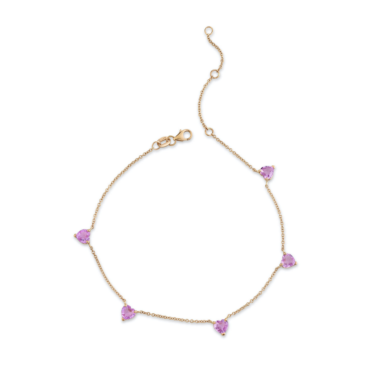PINK SAPPHIRE 5 HEART ANKLET