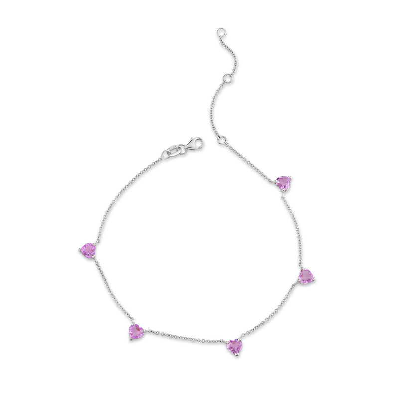 PINK SAPPHIRE 5 HEART ANKLET