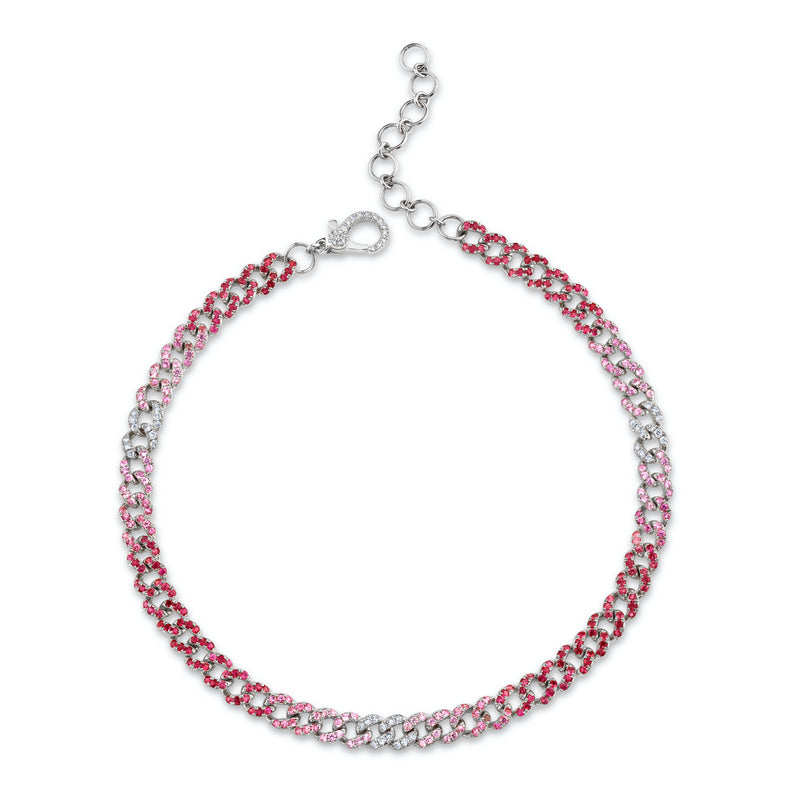 OMBRE PINK SAPPHIRE MINI LINK ANKLET