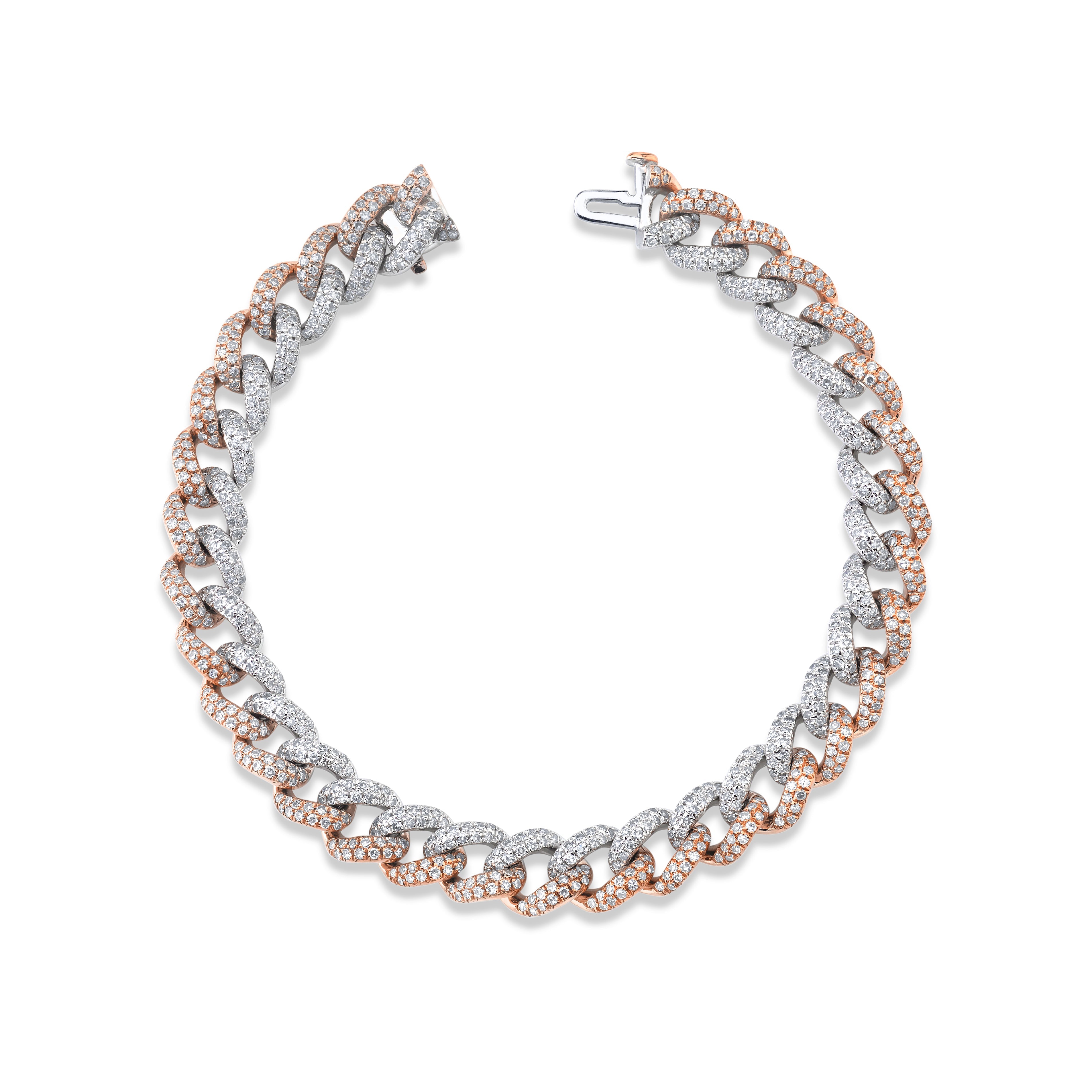 READY TO SHIP DIAMOND TWO-TONE MEDIUM PAVE LINK BRACELET