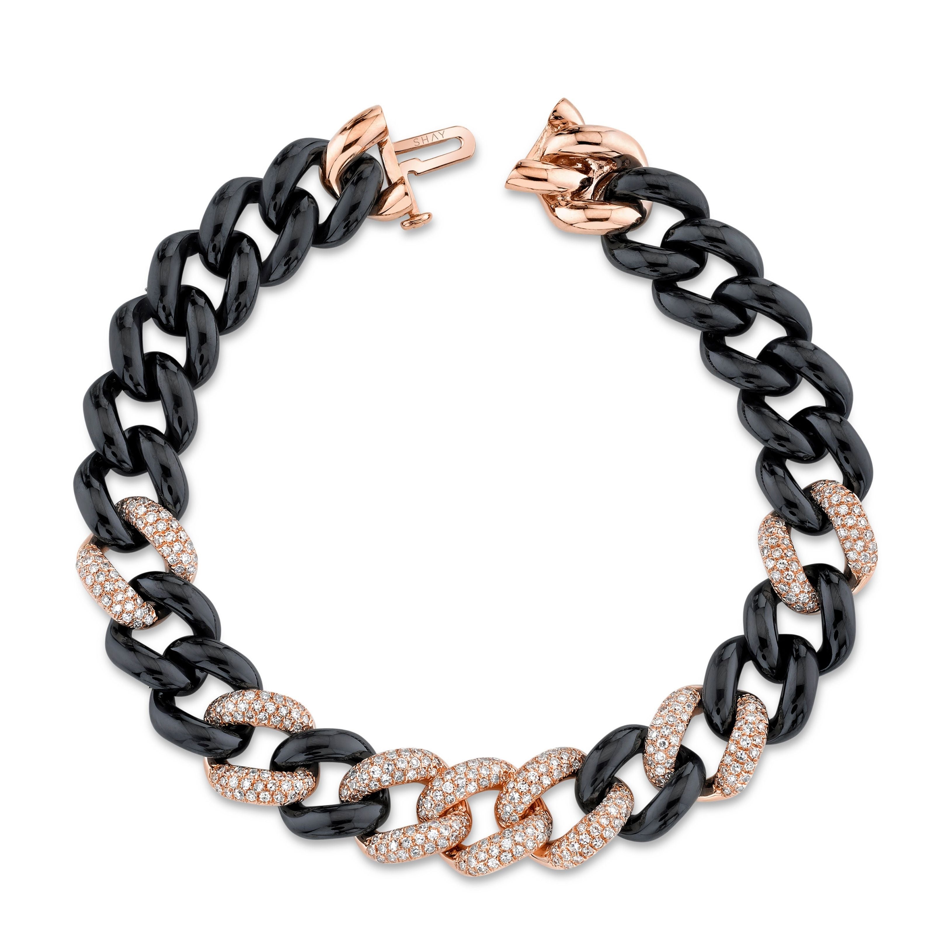 BLACK CERAMIC PAVE ESSENTIAL LINK BRACELET