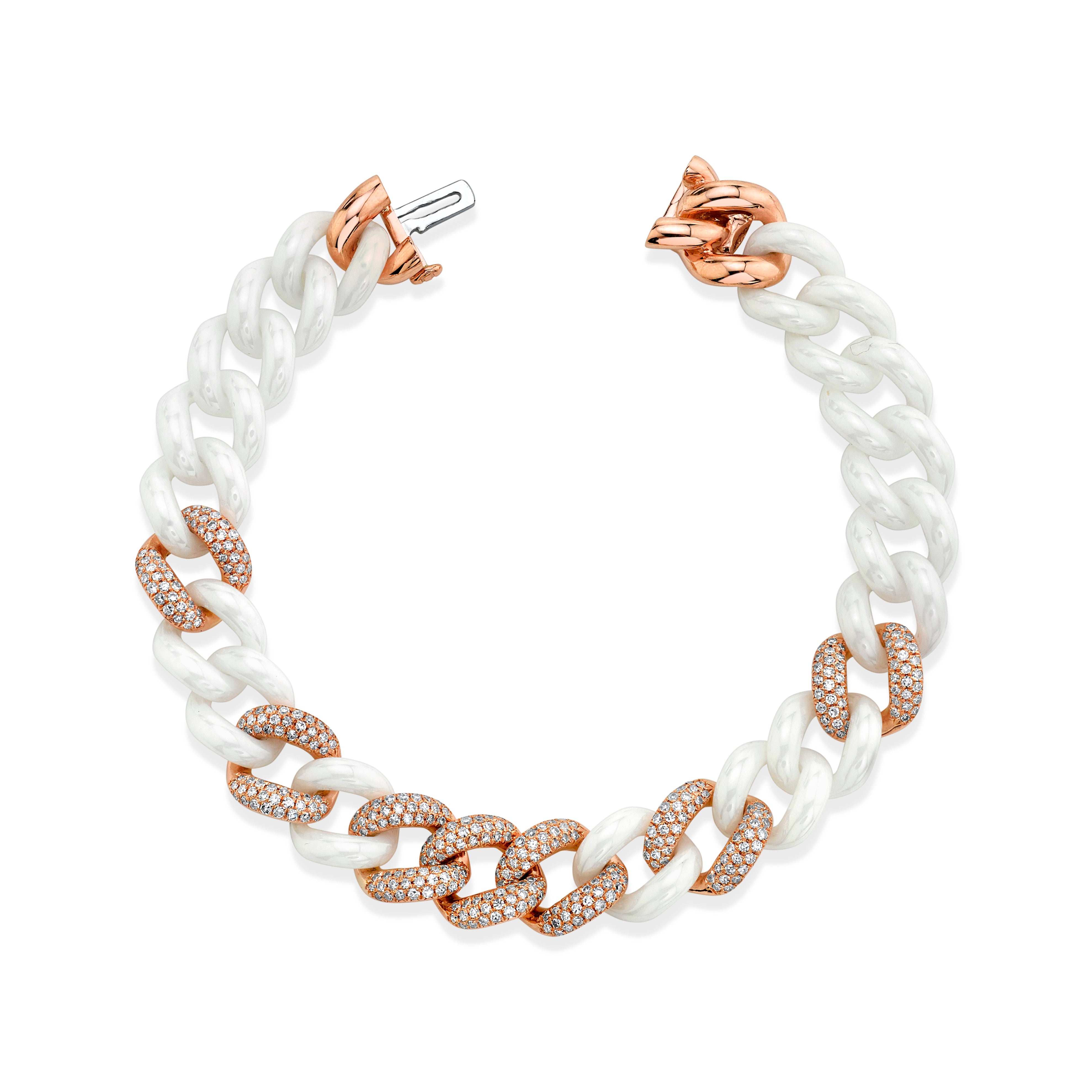 READY TO SHIP WHITE CERAMIC PAVE ESSENTIAL LINK BRACELET