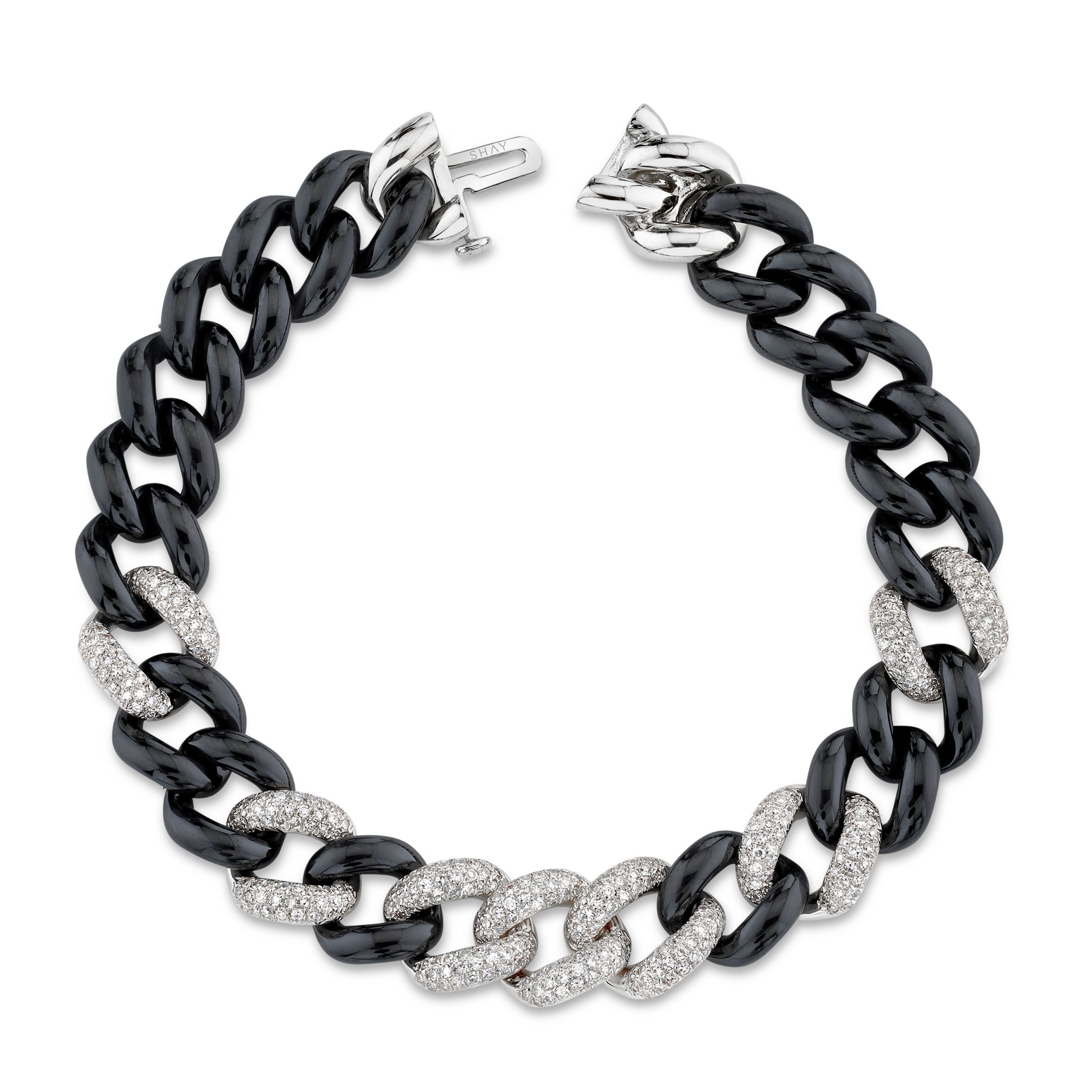 BLACK CERAMIC PAVE ESSENTIAL LINK BRACELET