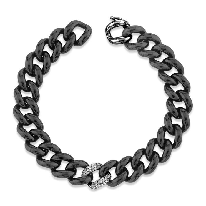 DIAMOND SINGLE PAVE & BLACK CERAMIC ESSENTIAL LINK BRACELET