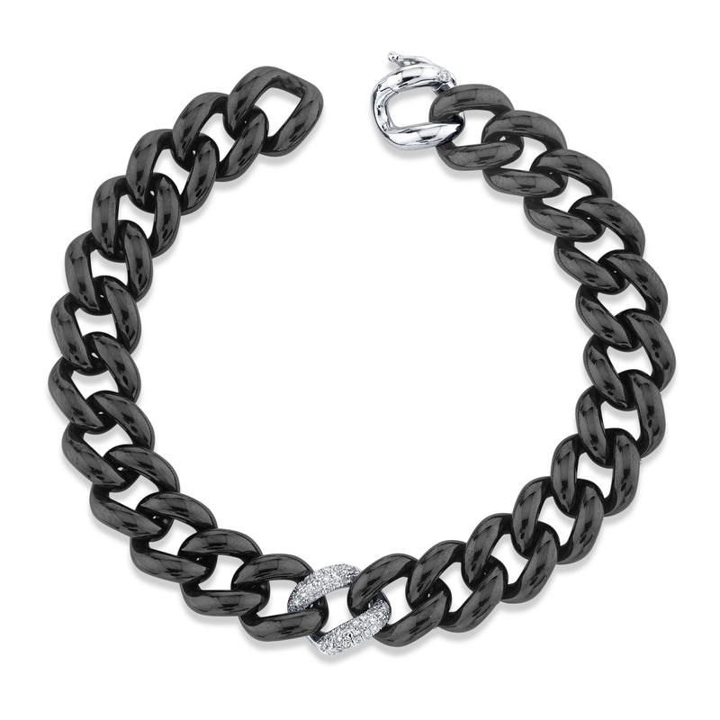 DIAMOND SINGLE PAVE & BLACK CERAMIC ESSENTIAL LINK BRACELET