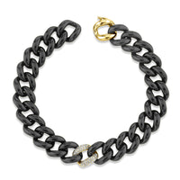 DIAMOND SINGLE PAVE & BLACK CERAMIC ESSENTIAL LINK BRACELET