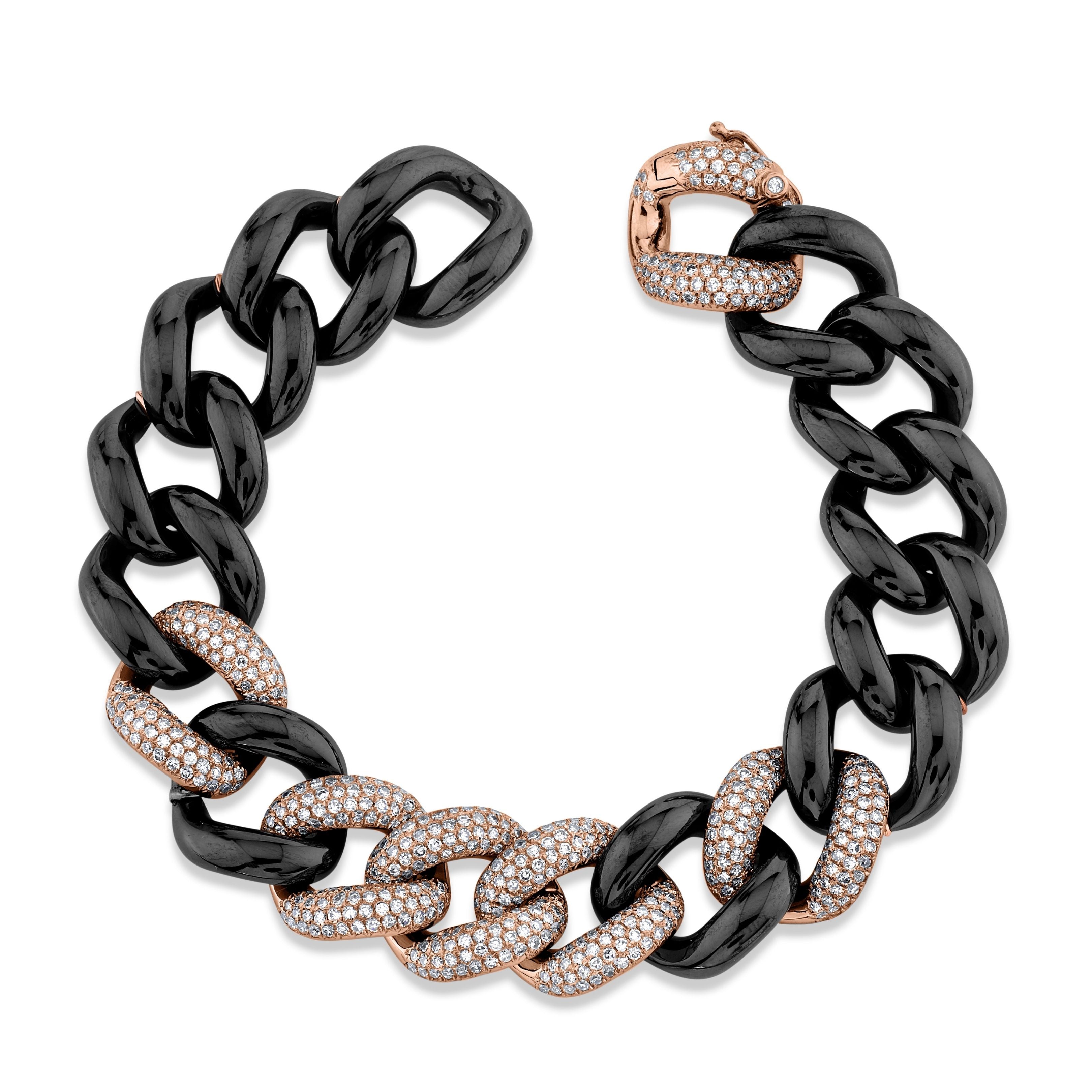 BLACK CERAMIC PAVE JUMBO LINK BRACELET