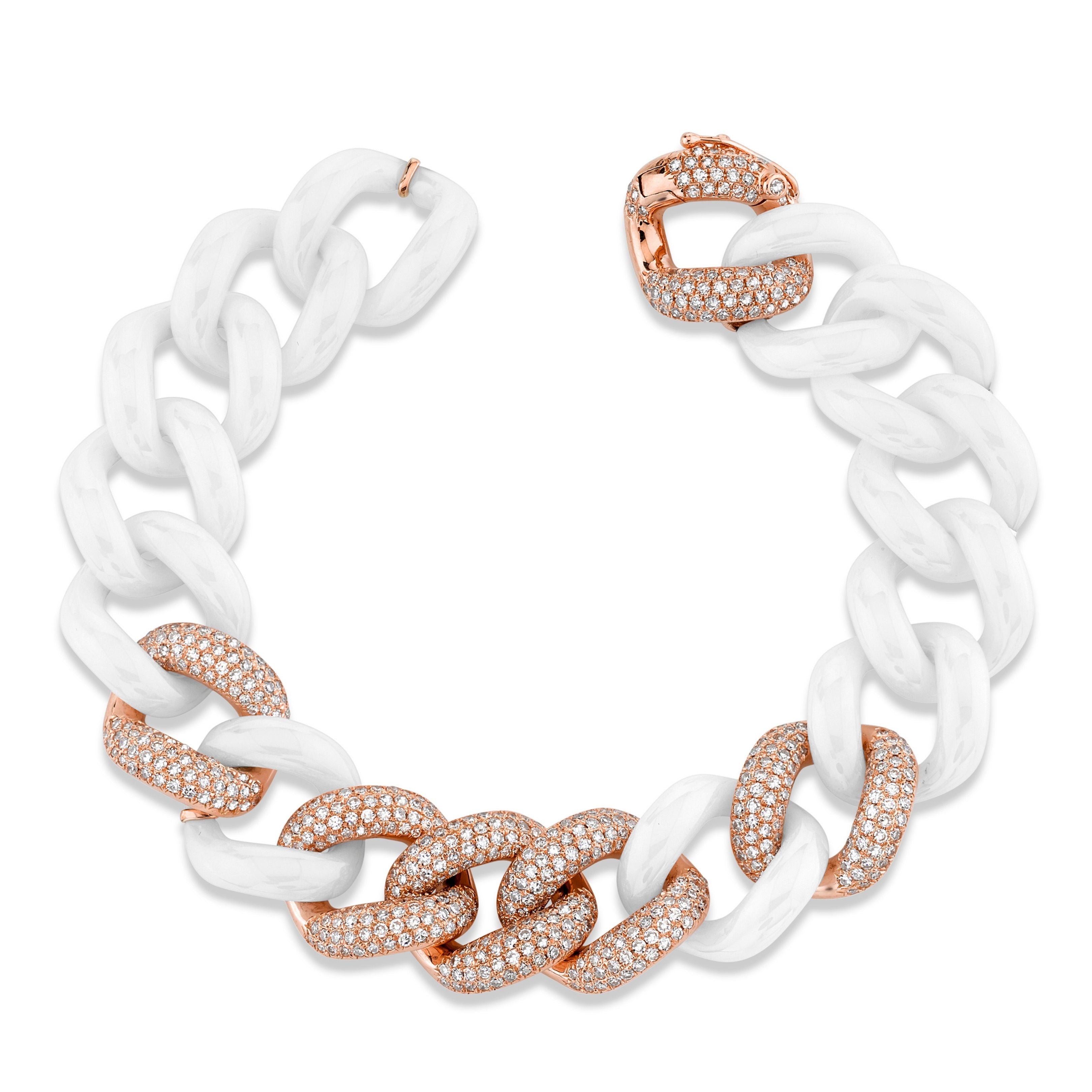 WHITE CERAMIC PAVE JUMBO LINK BRACELET