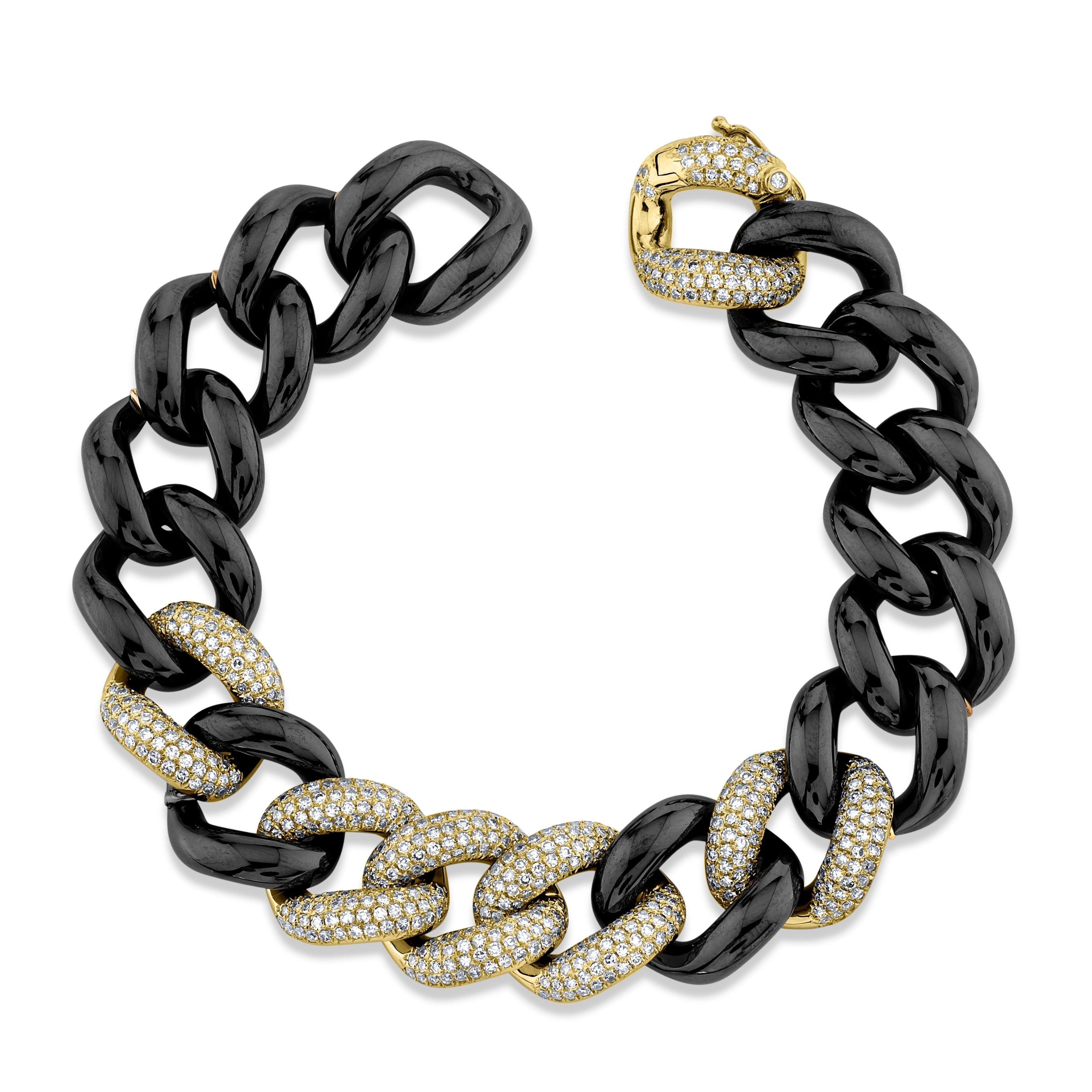 BLACK CERAMIC PAVE JUMBO LINK BRACELET