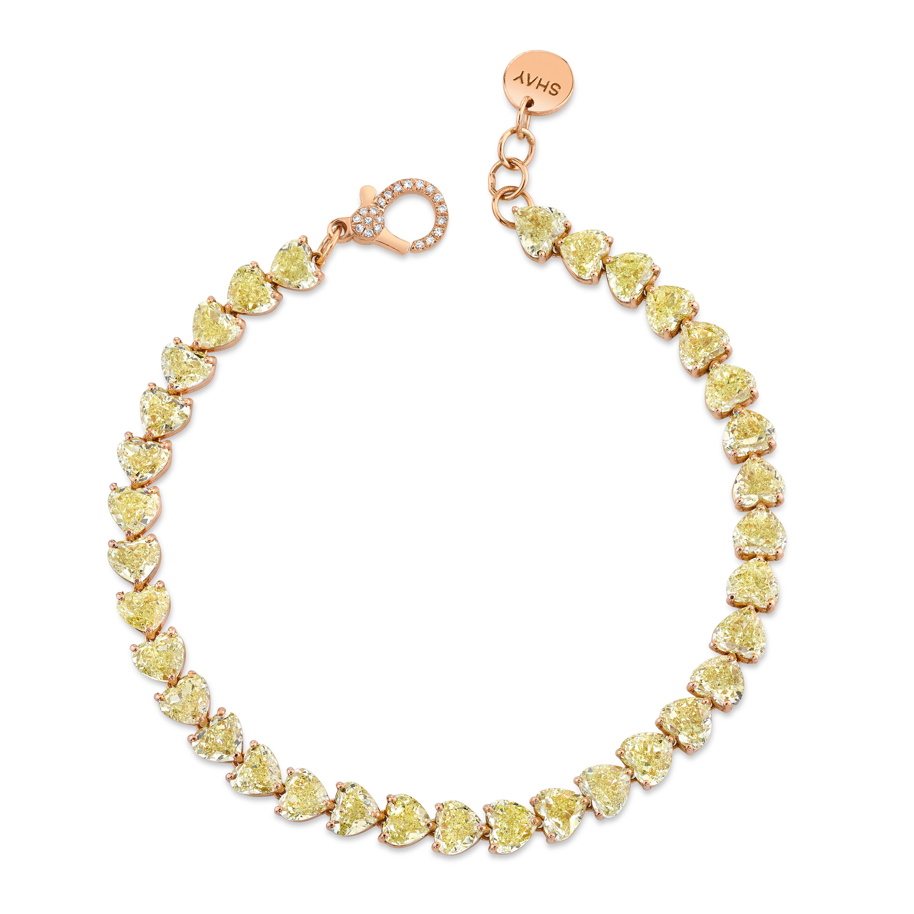 YELLOW DIAMOND HEART TENNIS BRACELET