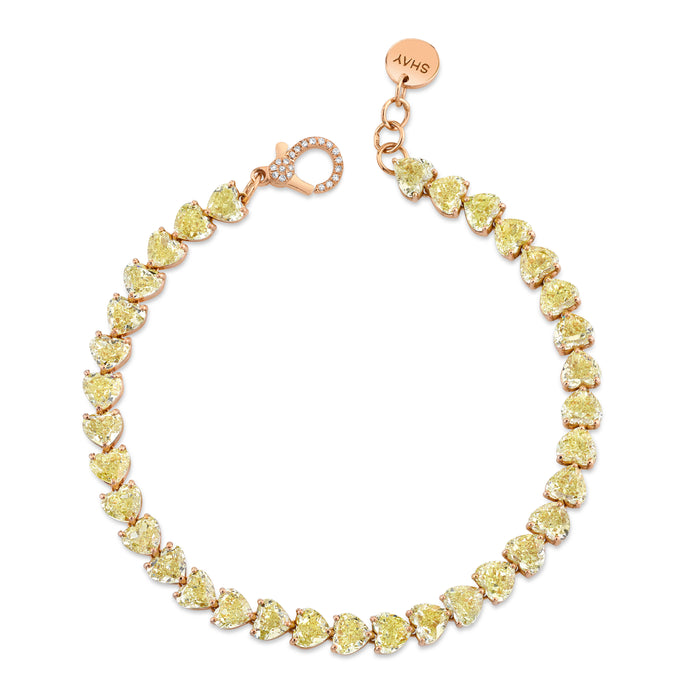 YELLOW DIAMOND HEART TENNIS BRACELET
