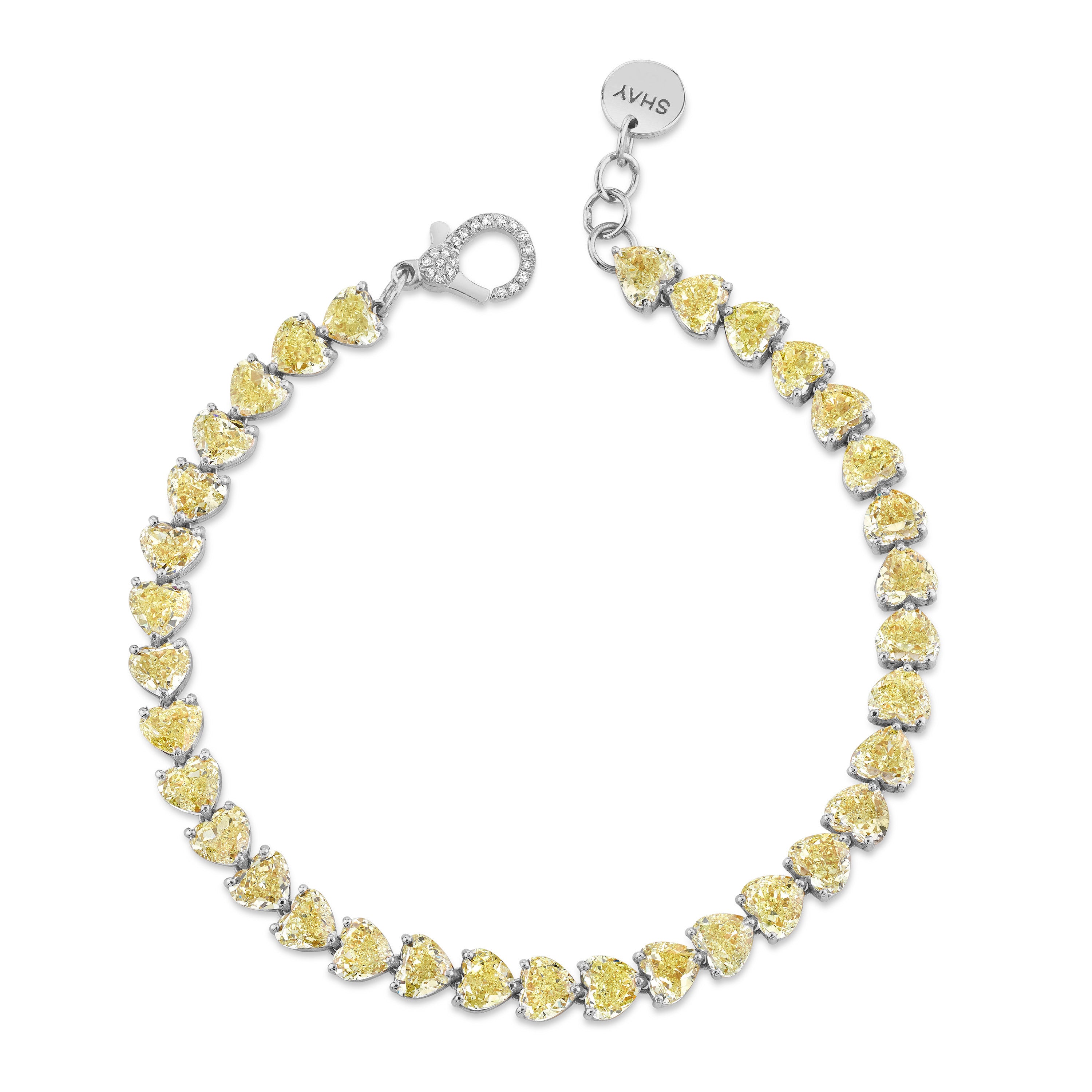 YELLOW DIAMOND HEART TENNIS BRACELET