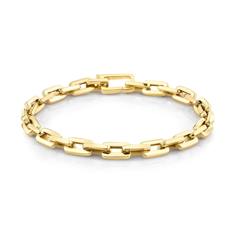 READY TO SHIP SOLID GOLD MINI DECO LINK BRACELET