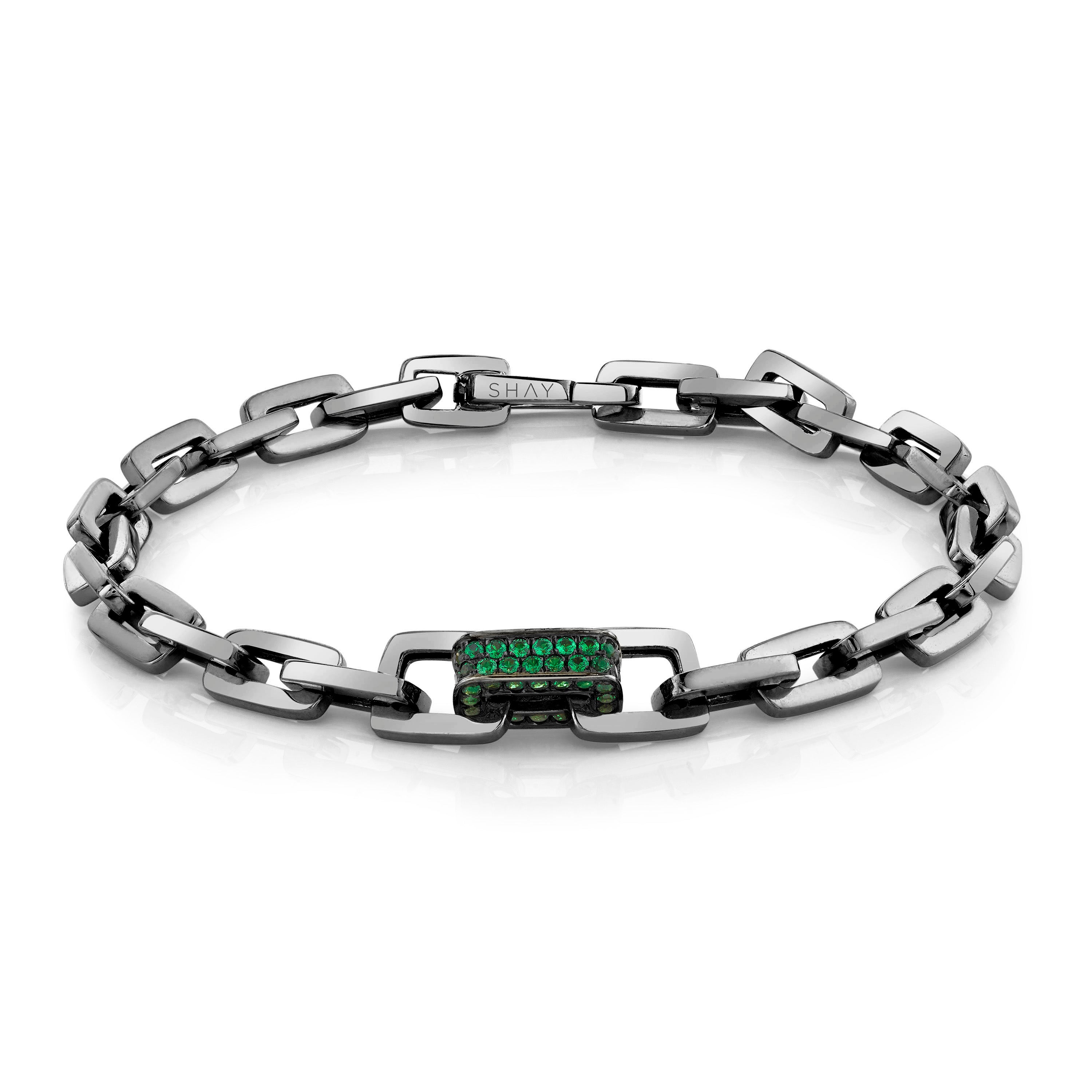 GREEN GARNET SINGLE DECO LINK BRACELET