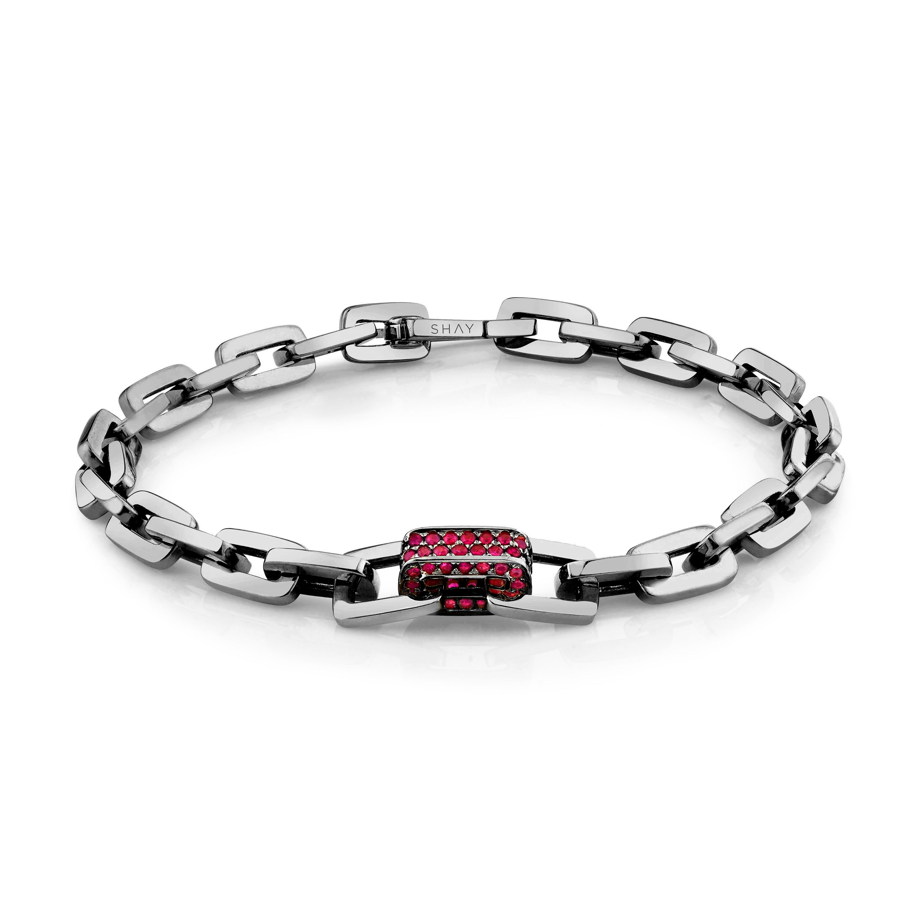 MEN'S RUBY SINGLE DECO LINK BRACELET