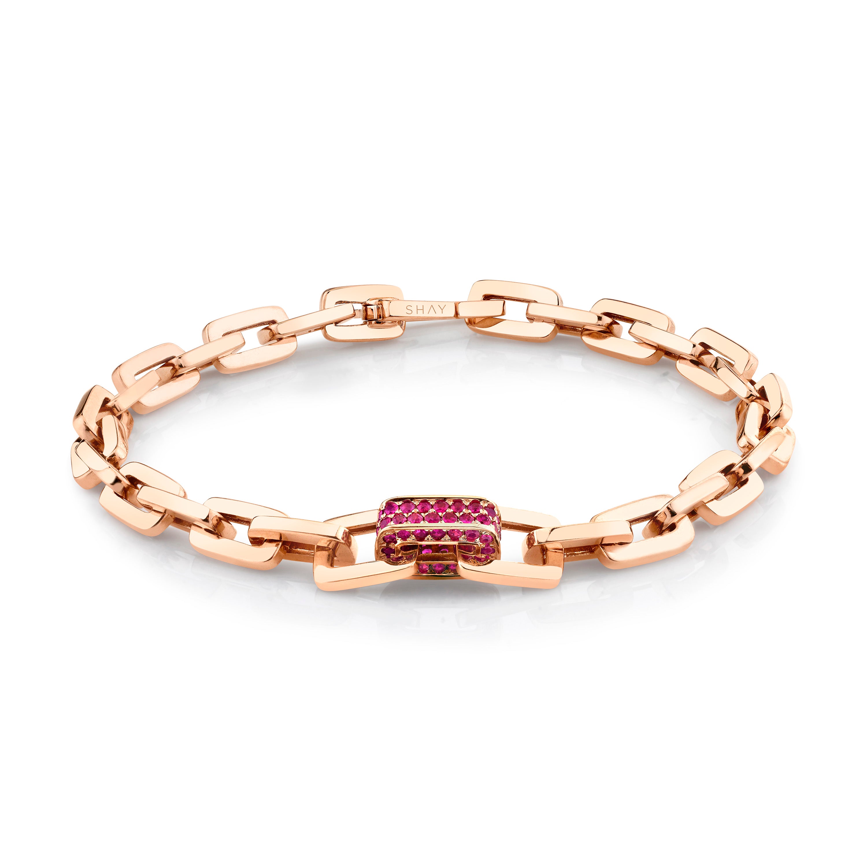 MEN'S RUBY SINGLE DECO LINK BRACELET