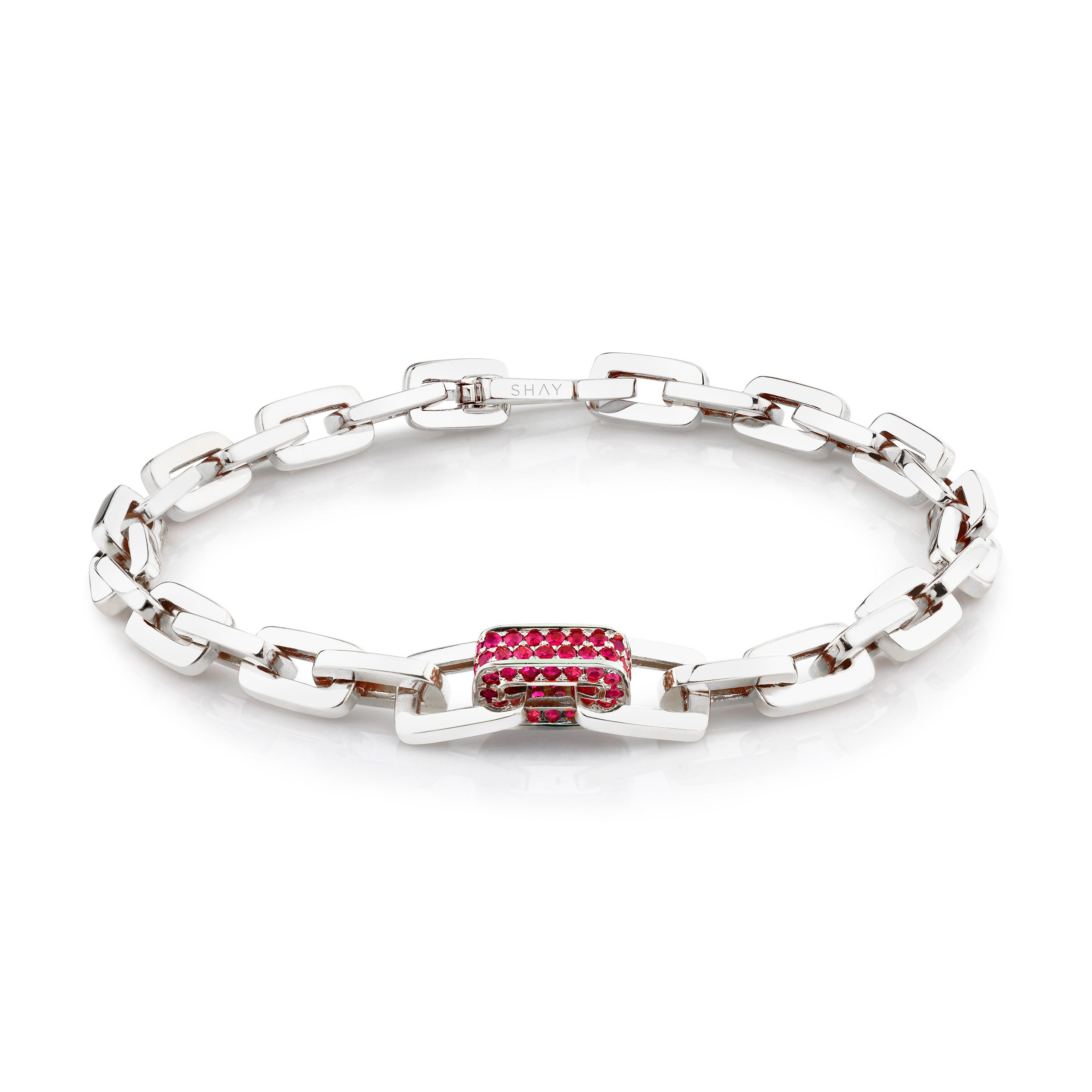 MEN'S RUBY SINGLE DECO LINK BRACELET