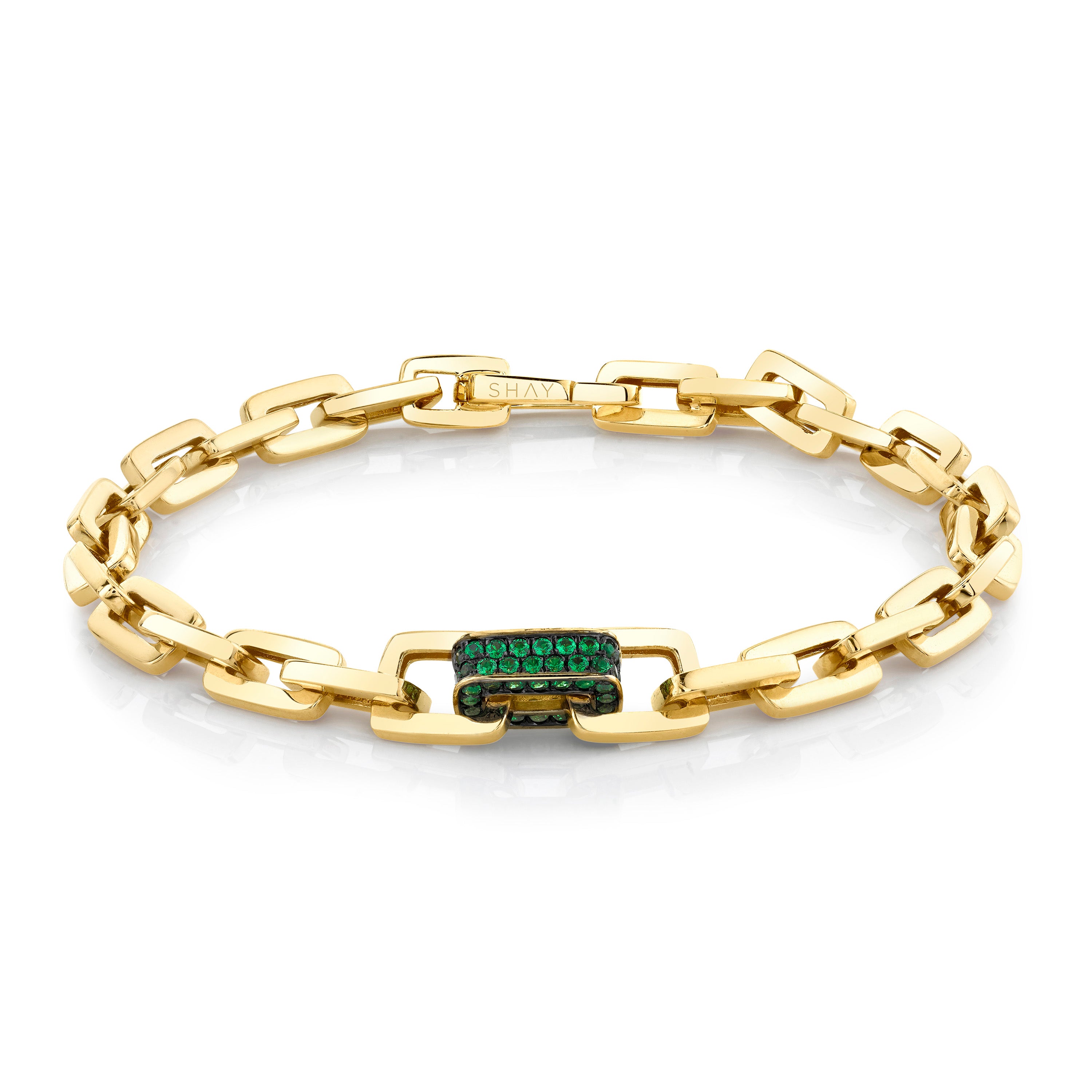 GREEN GARNET SINGLE DECO LINK BRACELET