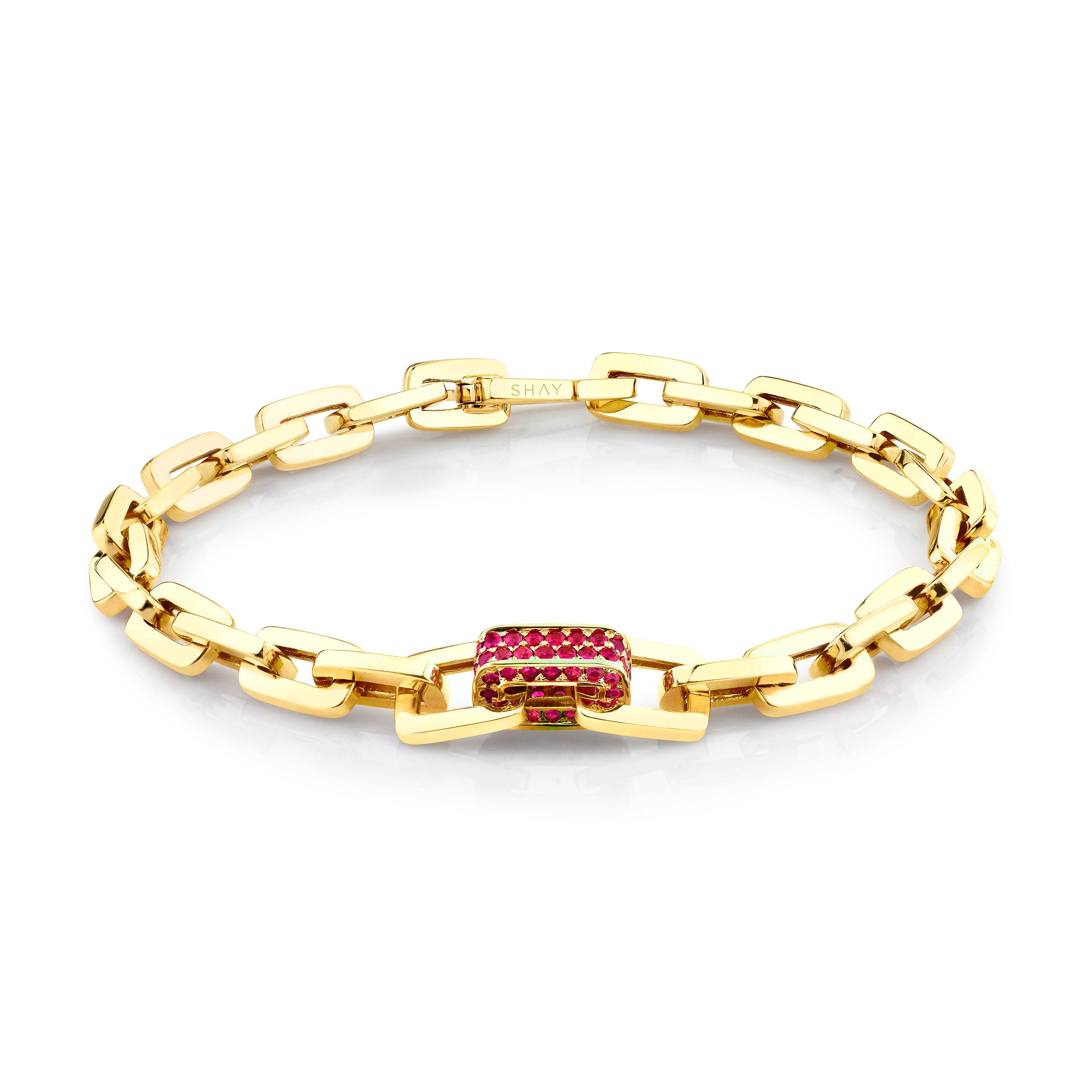 MEN'S RUBY SINGLE DECO LINK BRACELET
